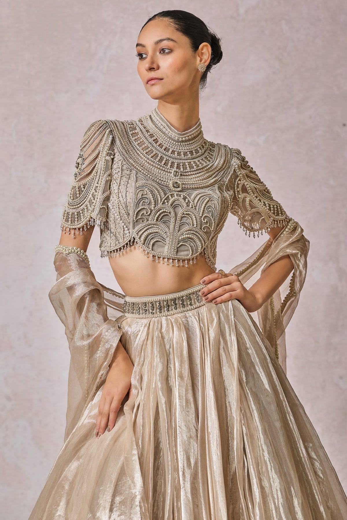 Silver Cascade Lehenga Set