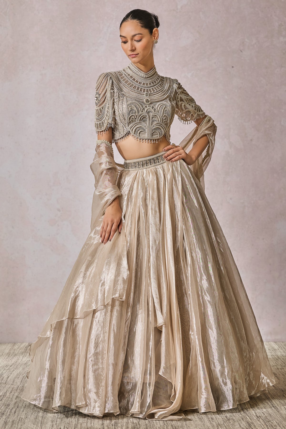 Silver Cascade Lehenga Set