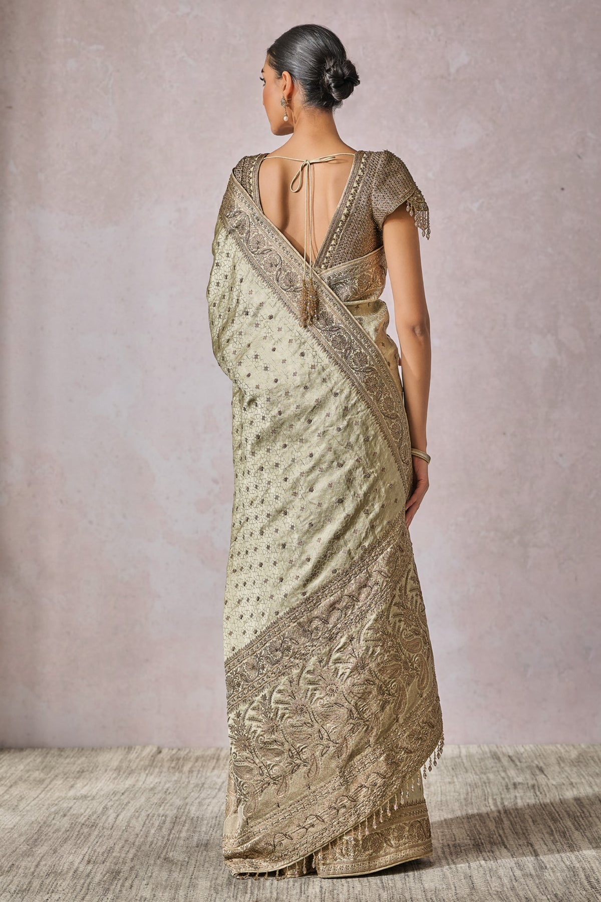 Jade Embroidered Brocade Saree