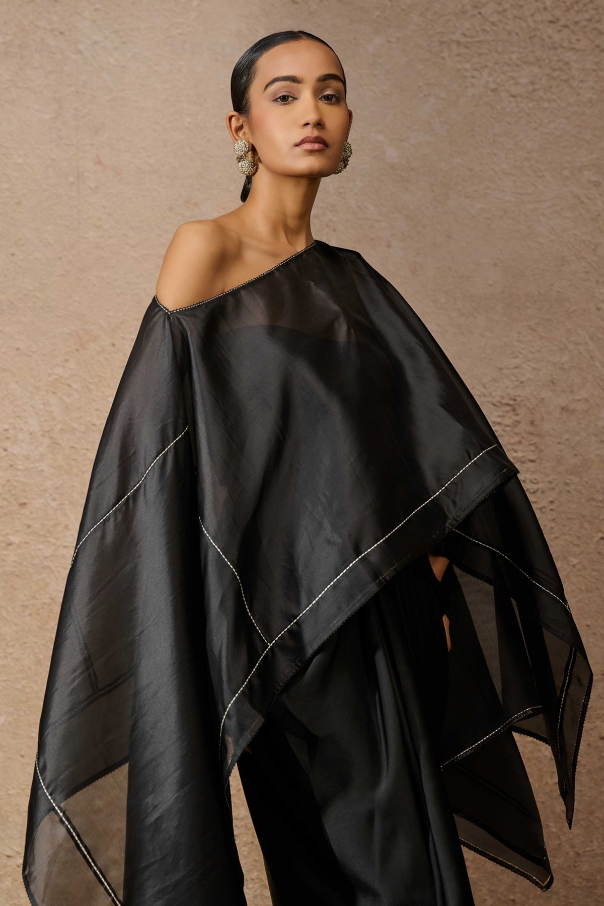 Kaftan Style Black Cape Set