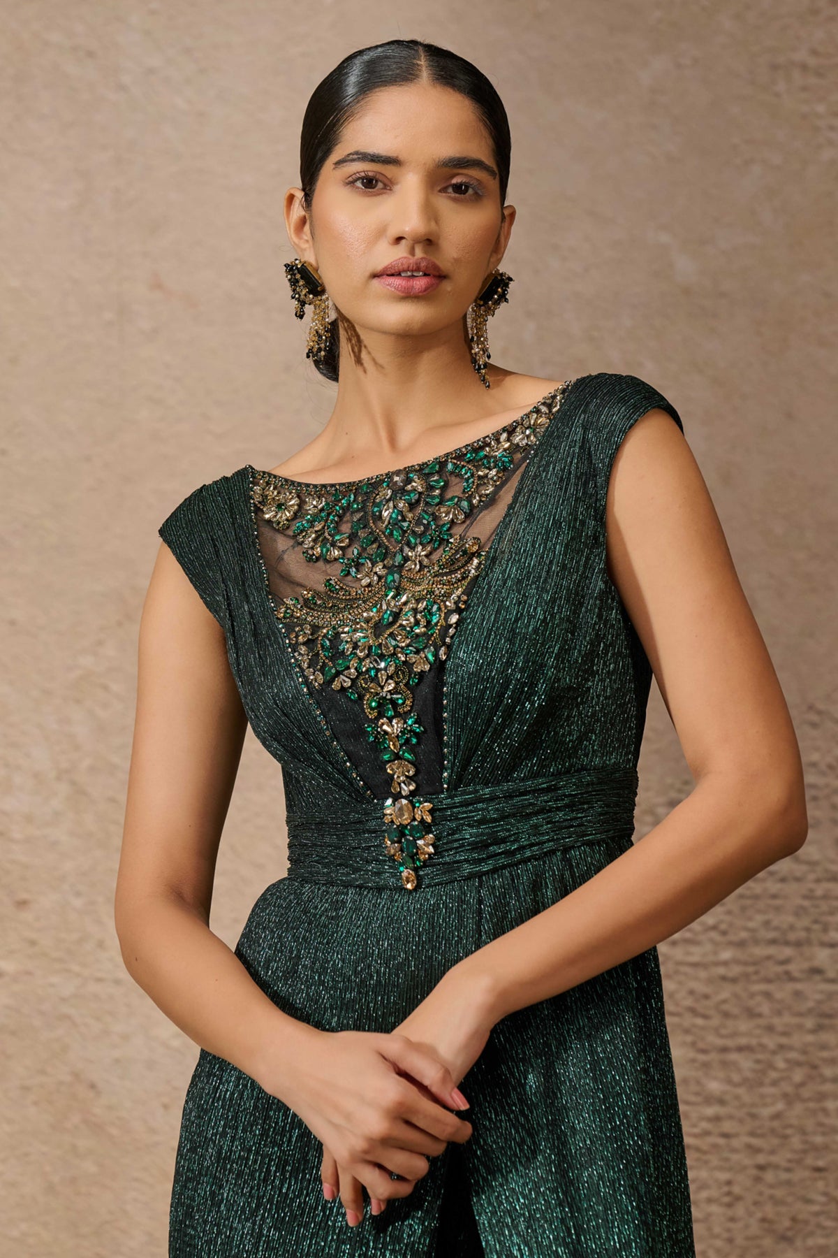 Signature Crinkle Jewel Emerald Jumpsuit