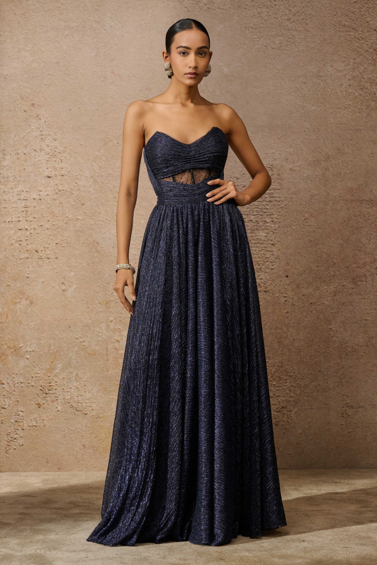 Classic Crinkle Midnight Blue Gown