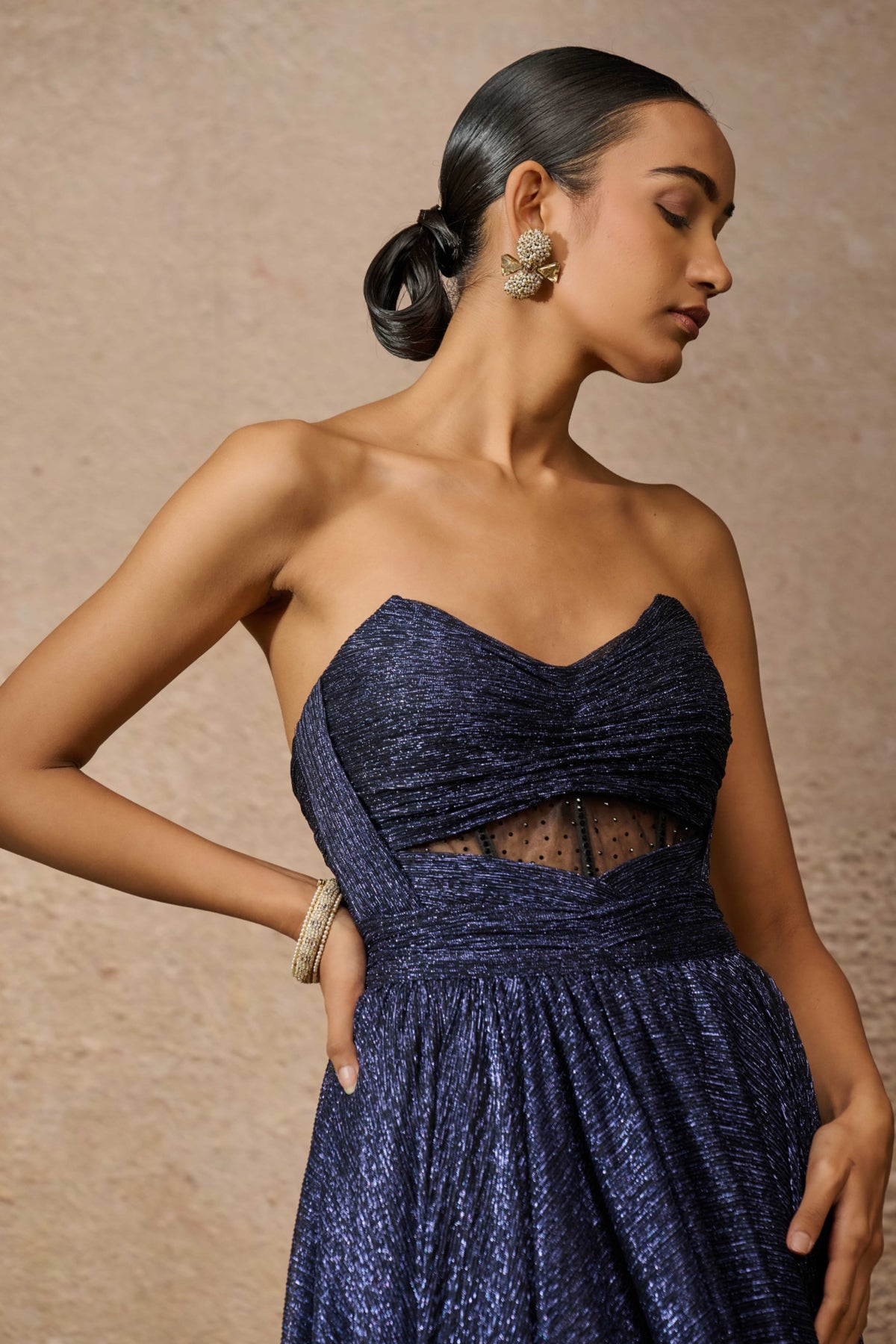 Classic Crinkle Midnight Blue Gown