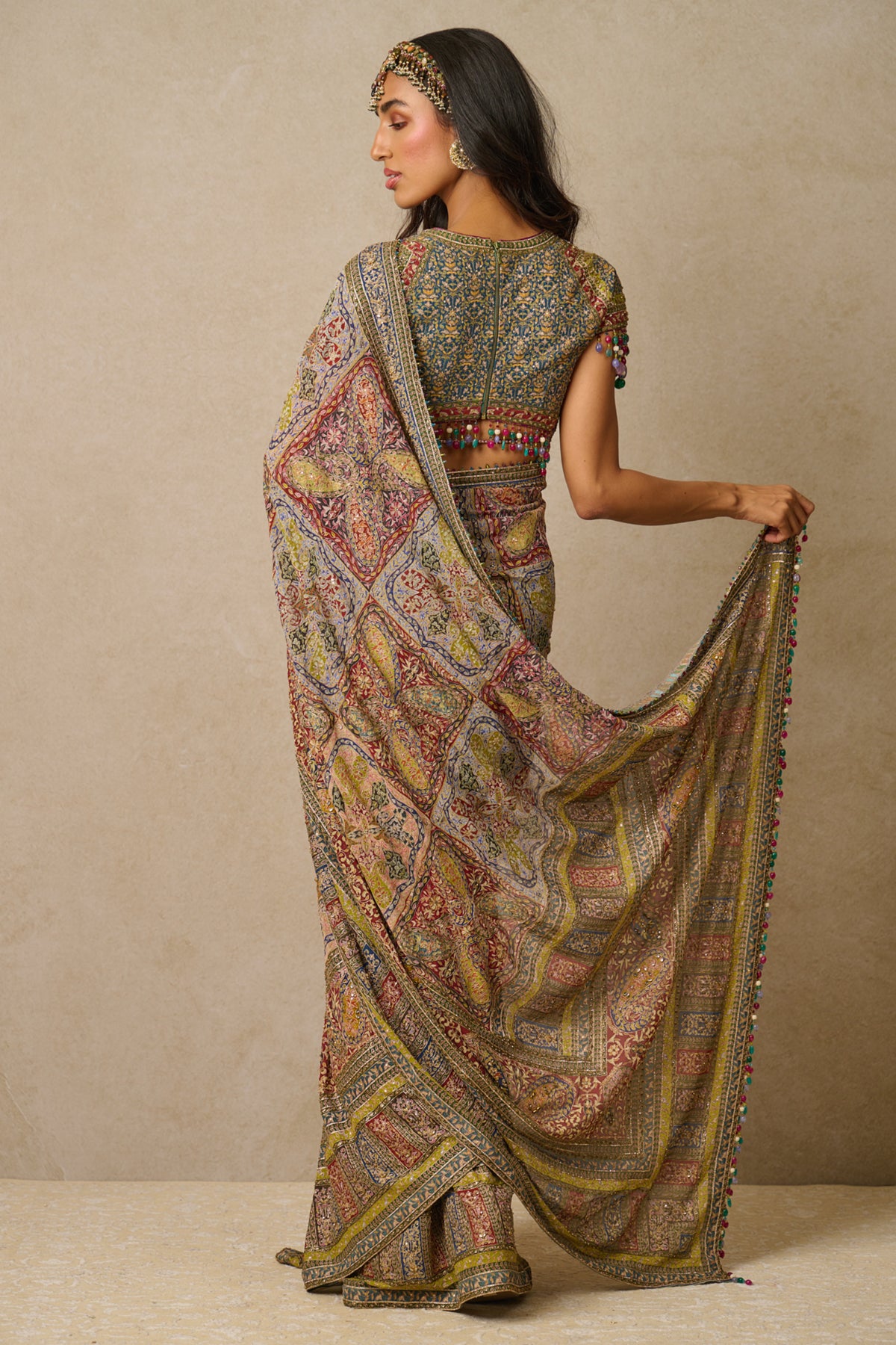 Kashida Embroidered Paisley Saree