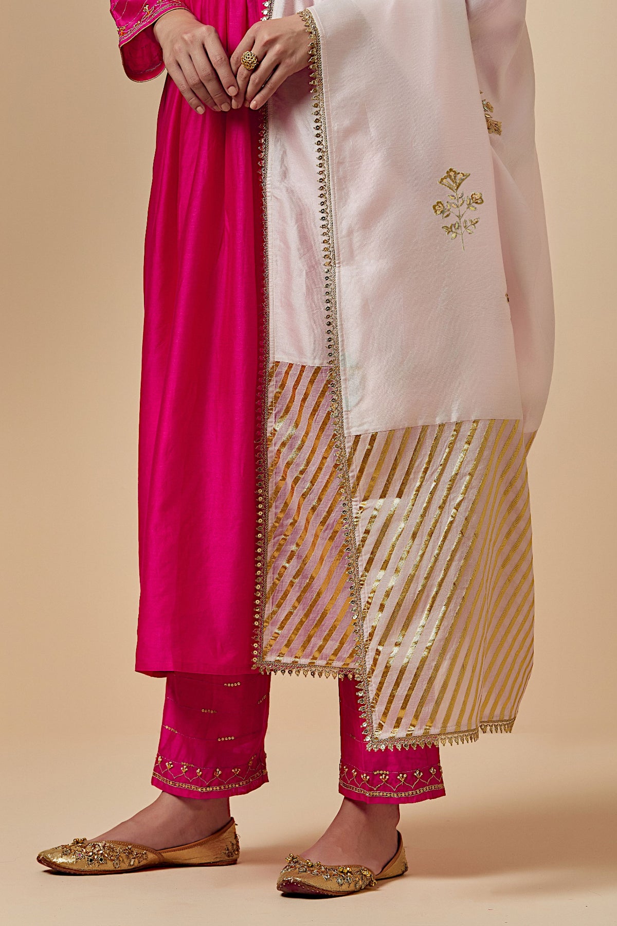 Light Pink Silk Chanderi Dupatta