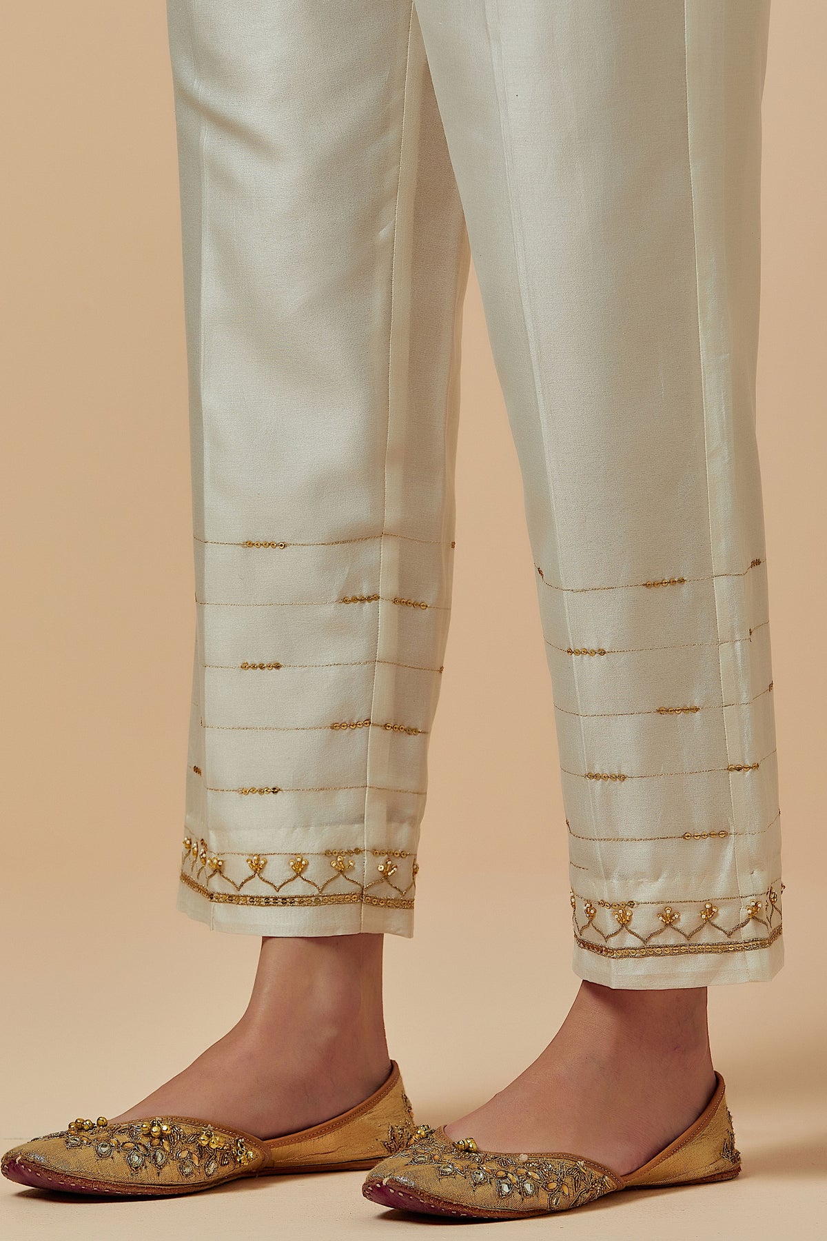 Off White Silk Chanderi Palazzo