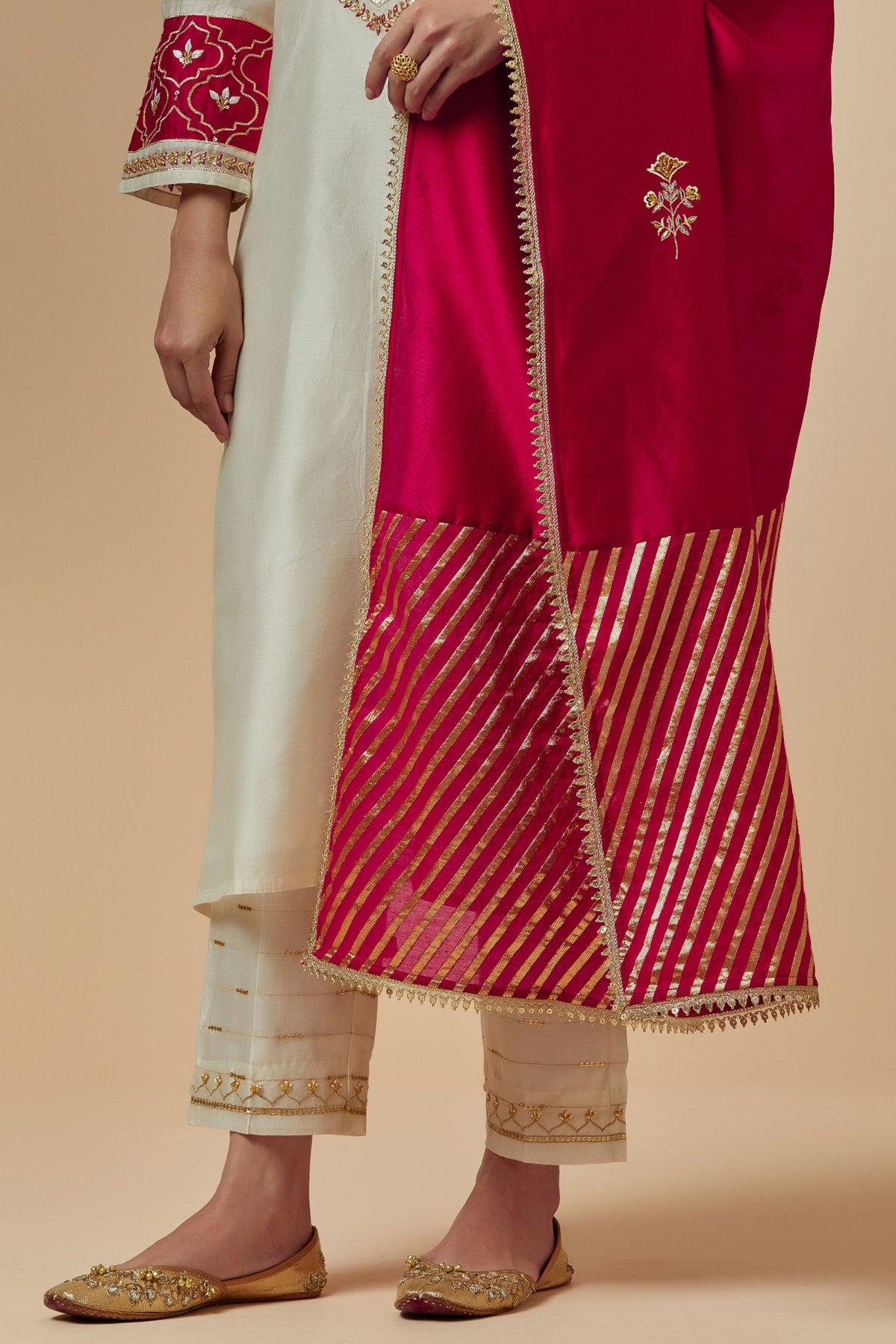 Red  Silk Chanderi Dupatta