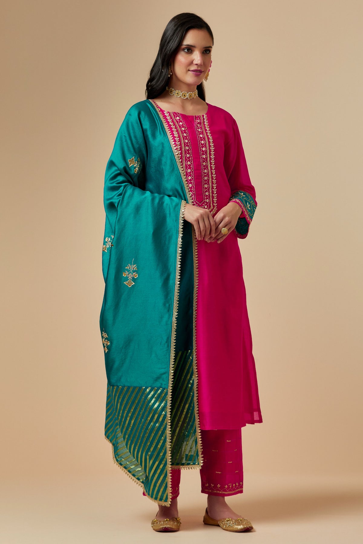 Green Silk Chanderi Dupatta