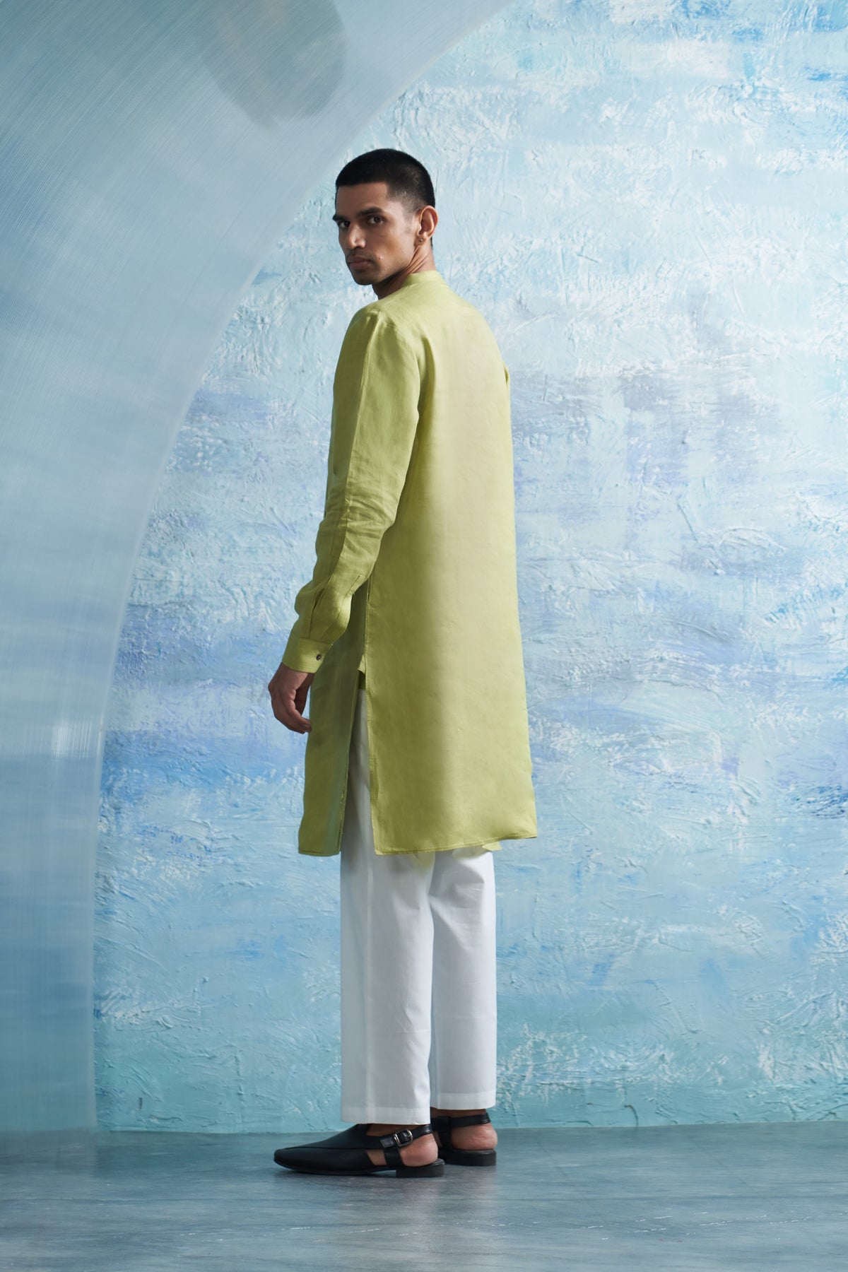 Sheen Green Stripe Kurta Set