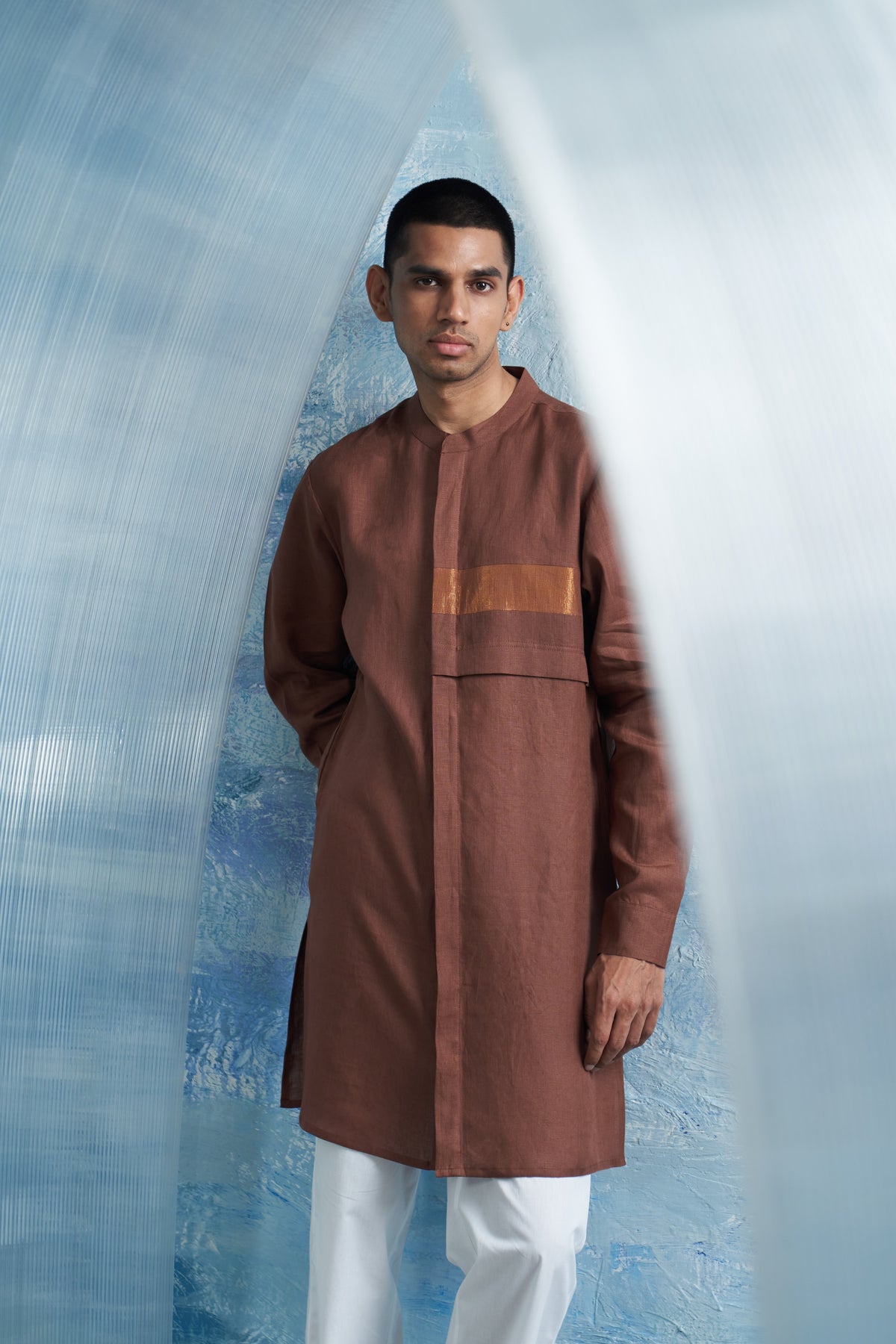 Woody Brown Placket Kurta Set