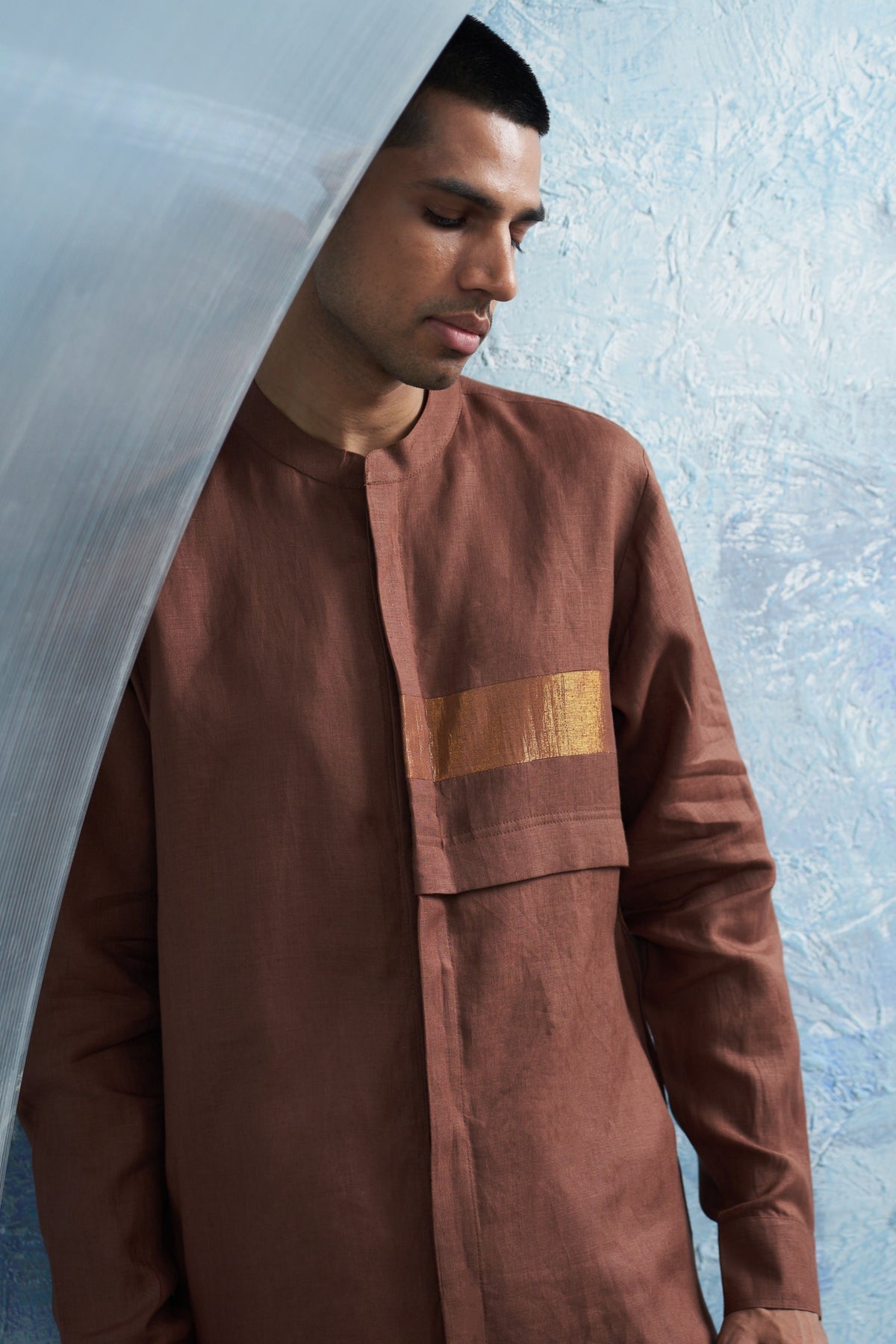 Woody Brown Placket Kurta Set