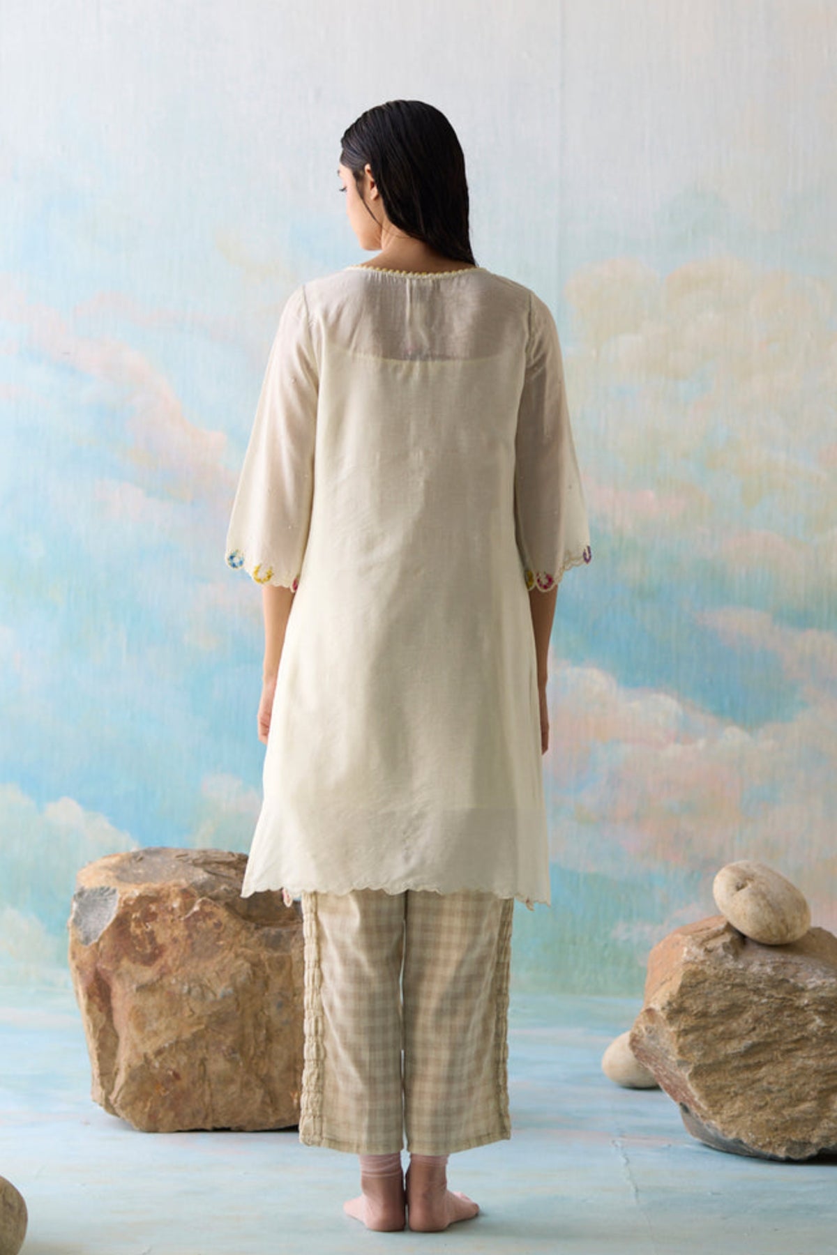 Cloud Embroidered Kurta Set