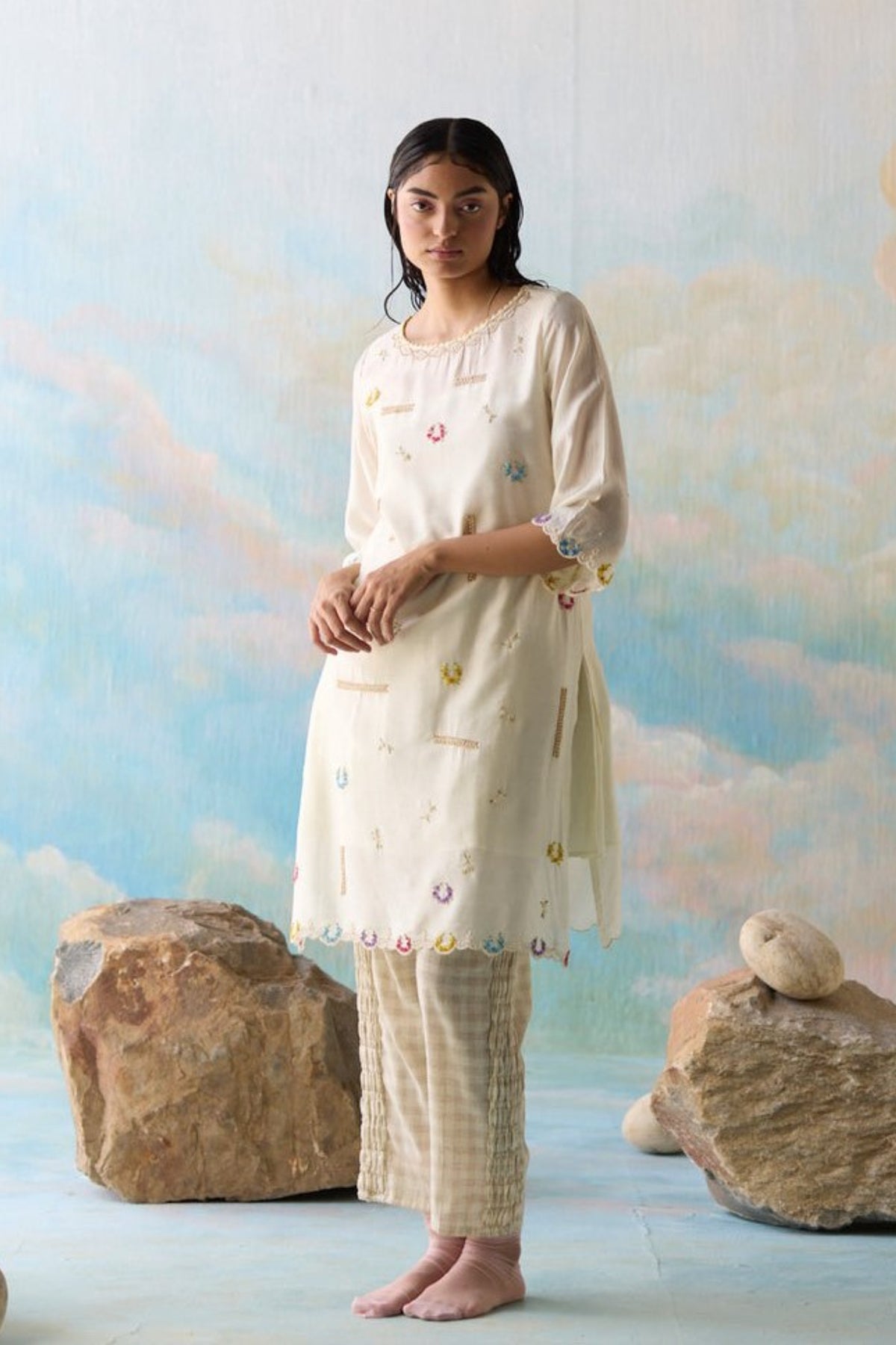 Cloud Embroidered Kurta Set