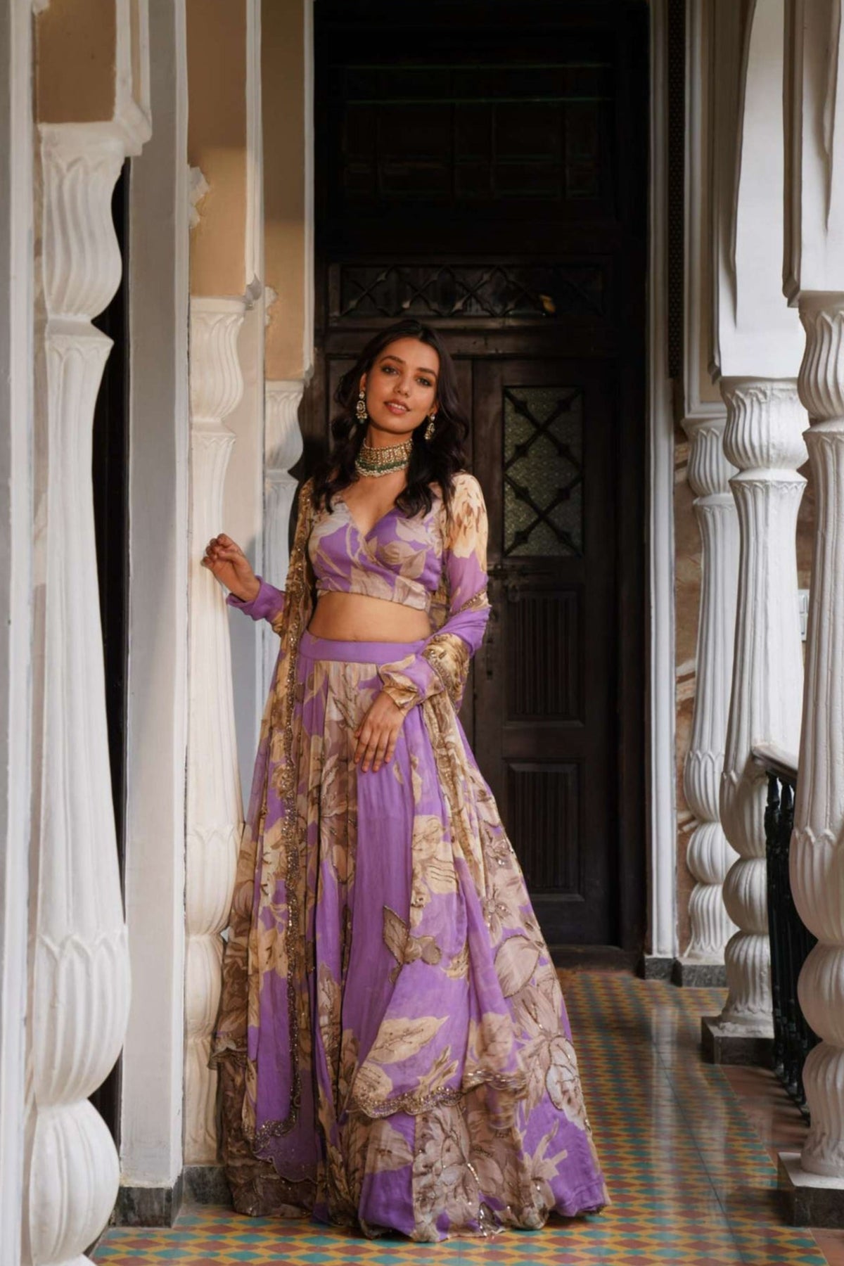 Lavender Floral Lehenga Set