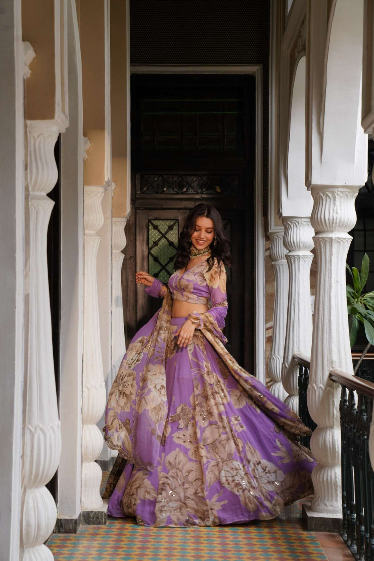 Lavender Floral Lehenga Set