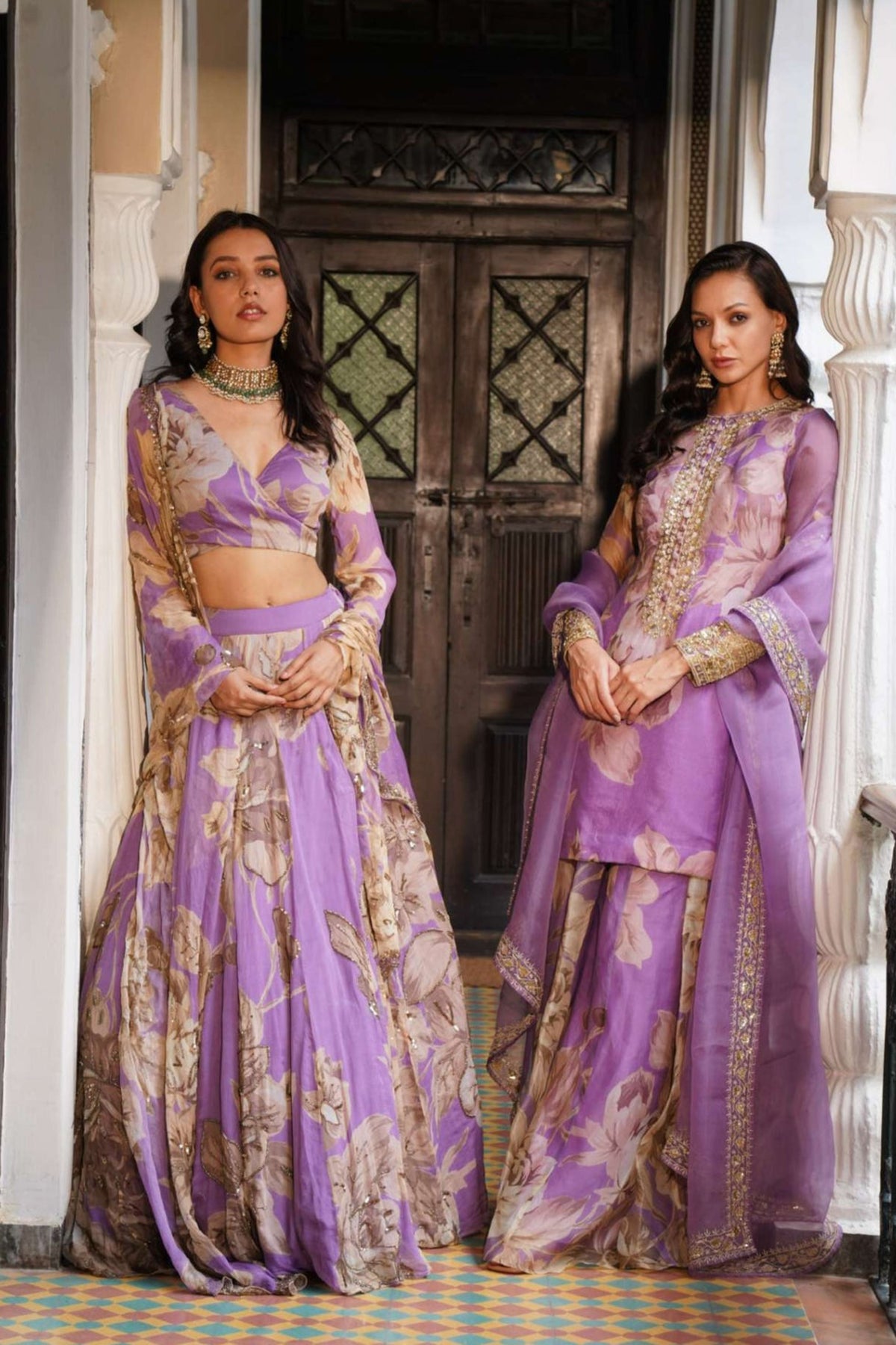 Lavender Floral Lehenga Set