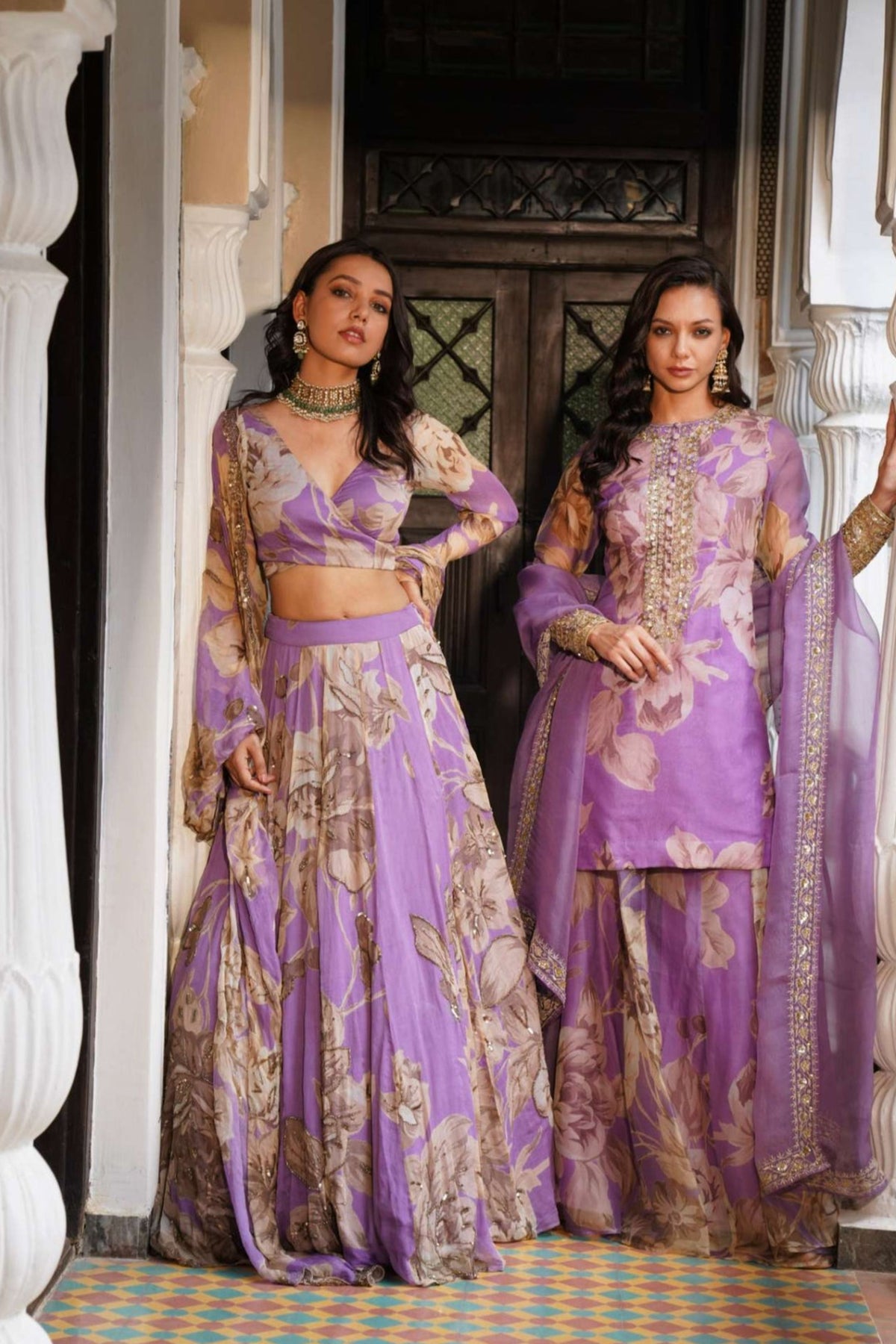 Lavender Floral Lehenga Set