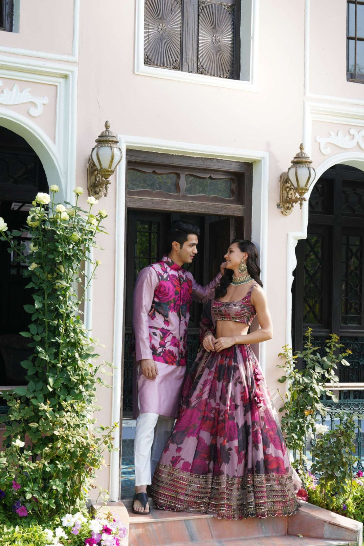 Lilac Organza Floral Lehenga Set