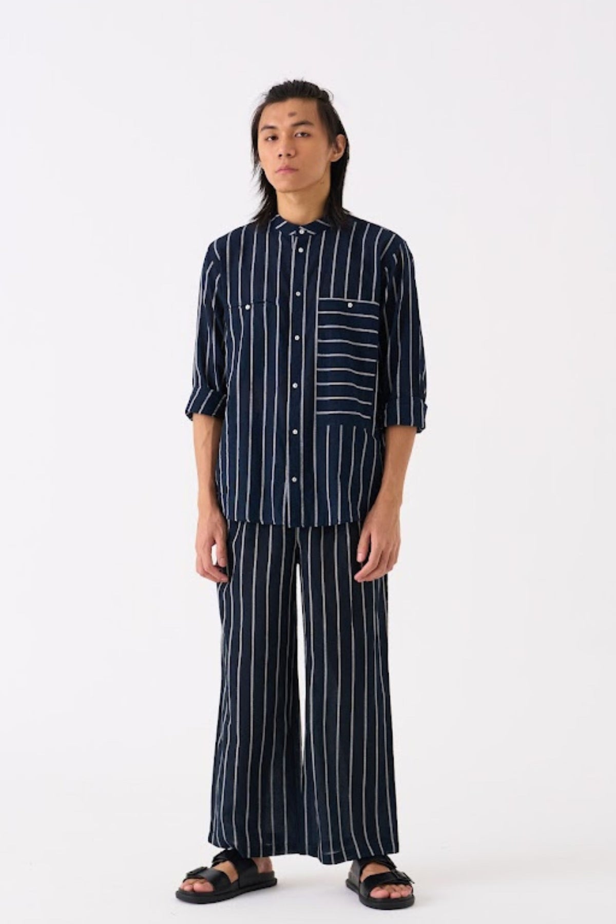 Band Collar Shirt Co-ord Set