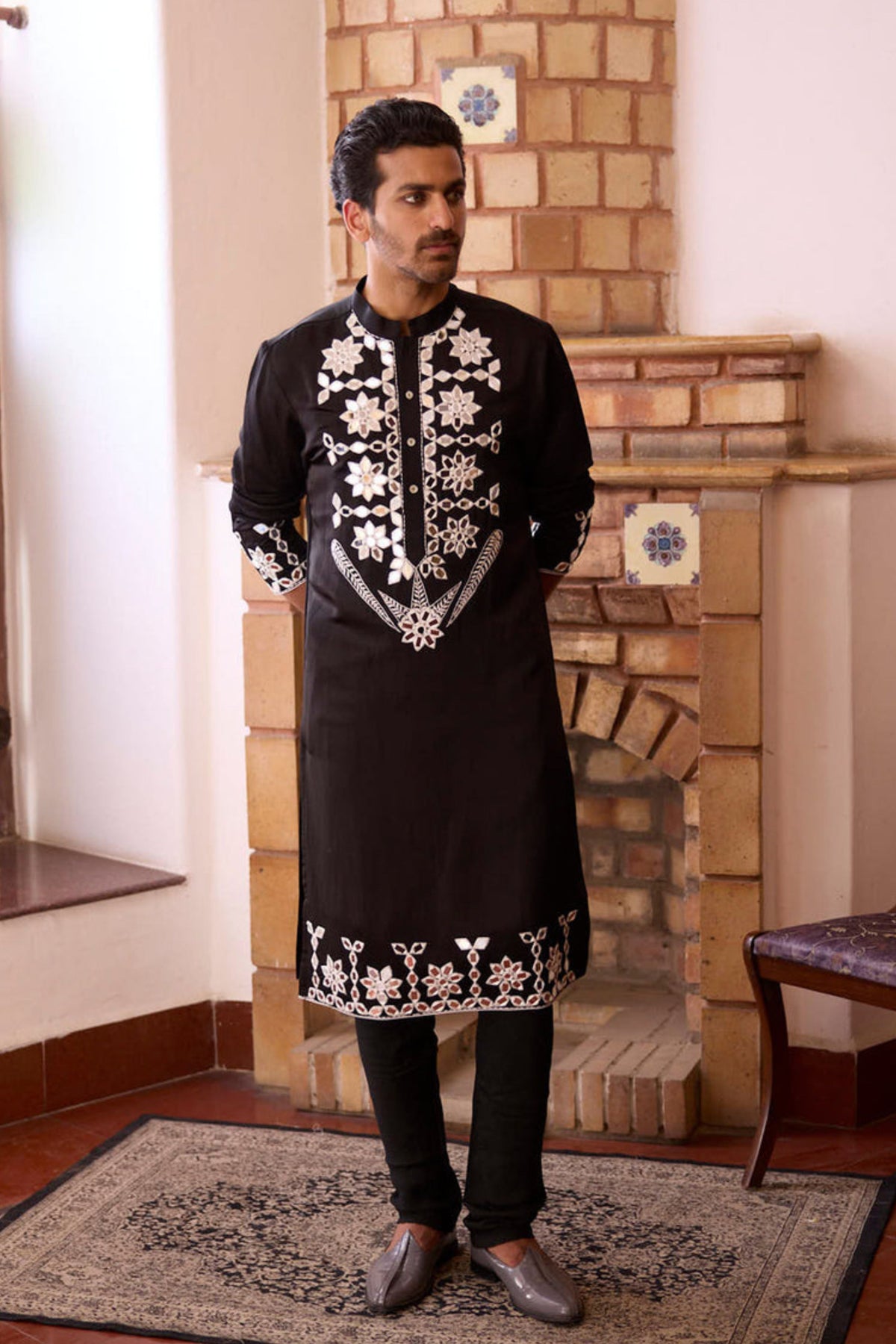 Black Juna Mahal Kurta Set