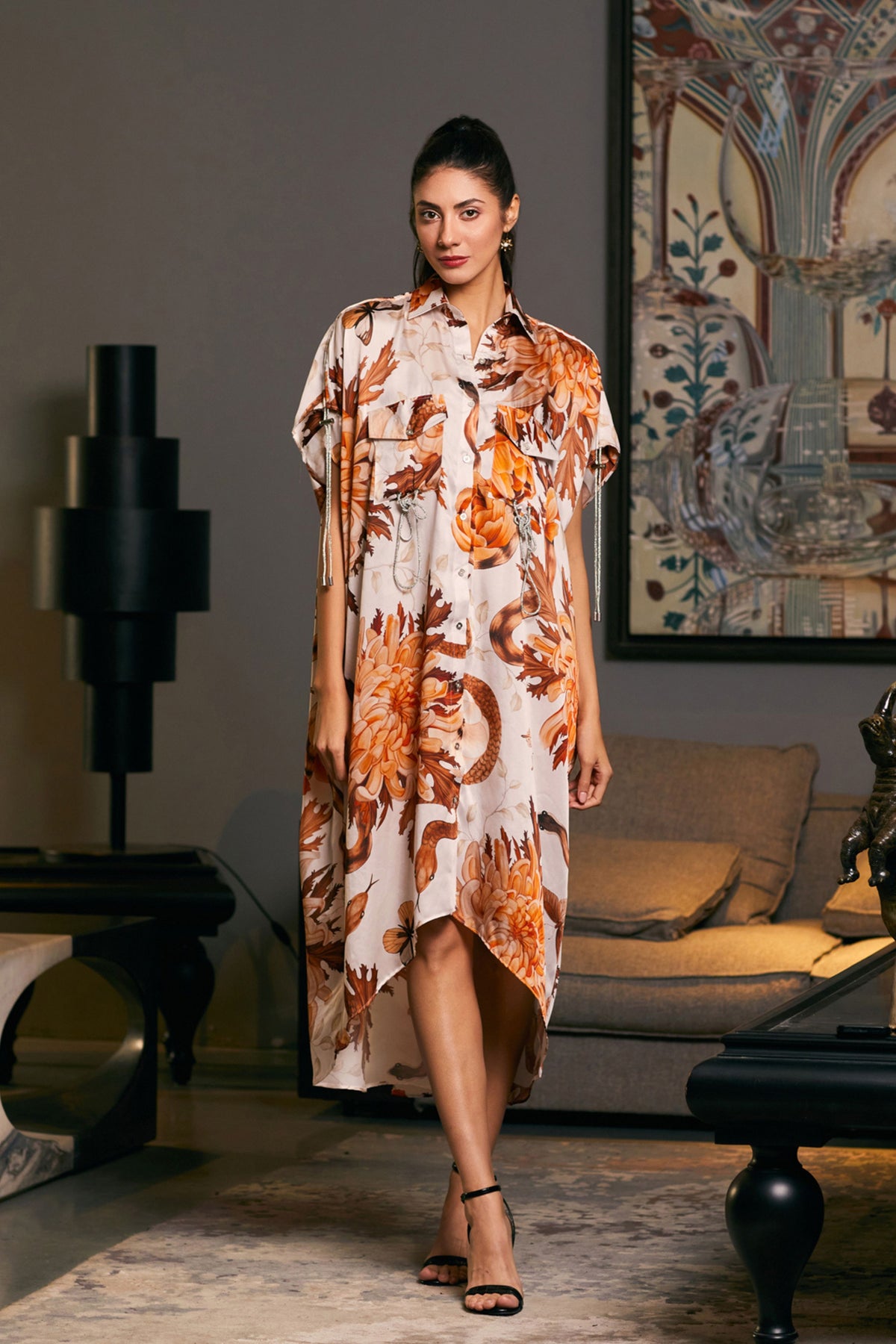 Snake Printed Kaftan Shirt