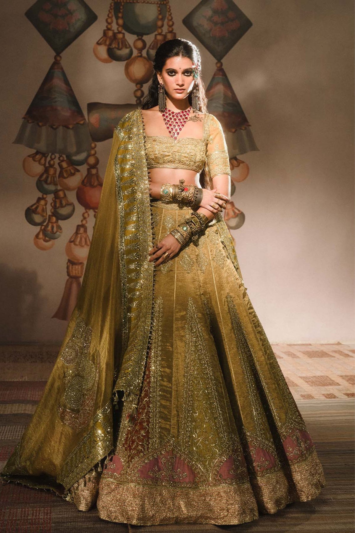 Mysore Pak Gold Lehenga Set