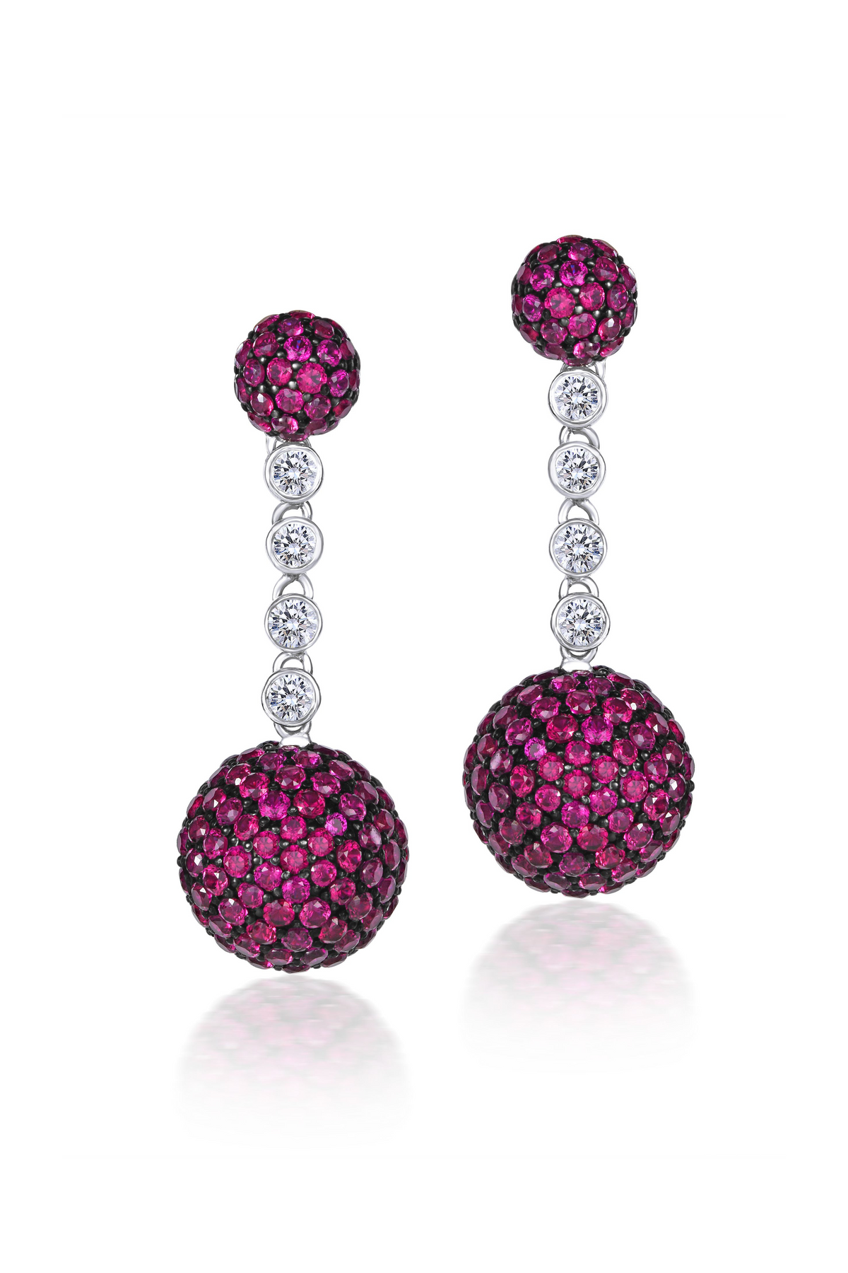 Classic Earrings With Manmade Rubies