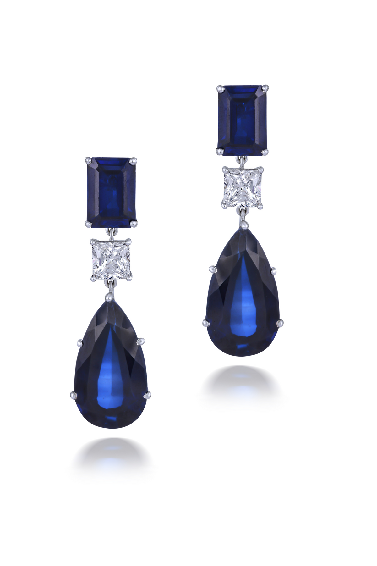 Classic Earrings With Manmade Sapphires