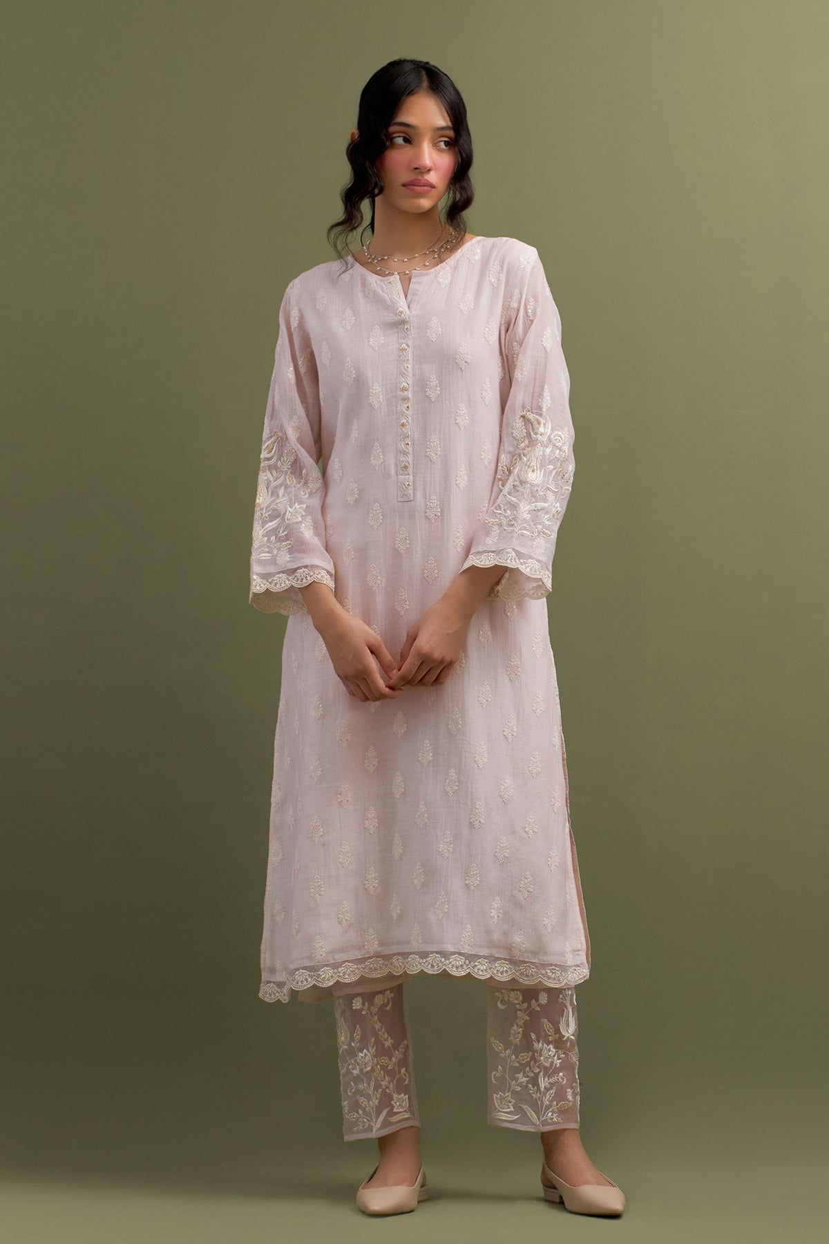 Pink Embroidered Kurta Set