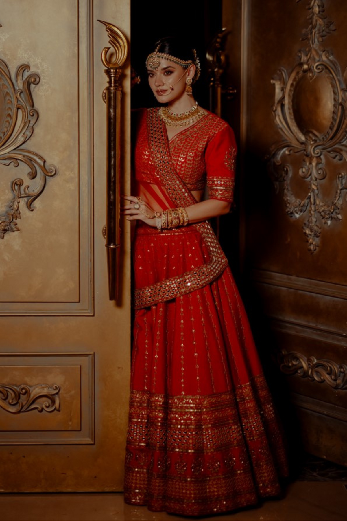 Ashani Red Bridal Lehanga Set