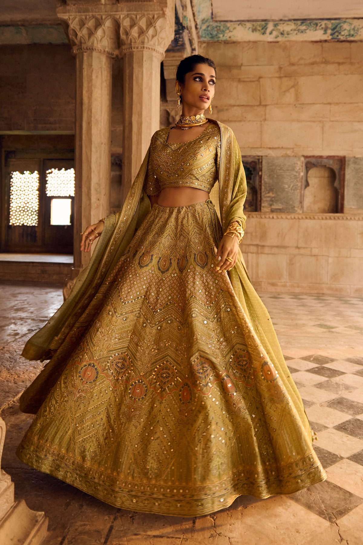 Damayanti Lehenga Set in Green