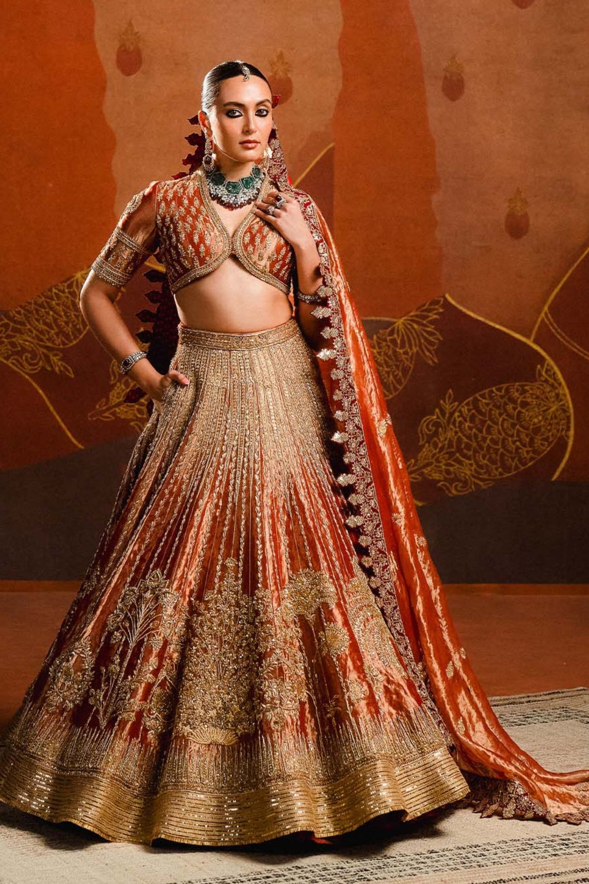 Mohanthal Rust Lehenga Set