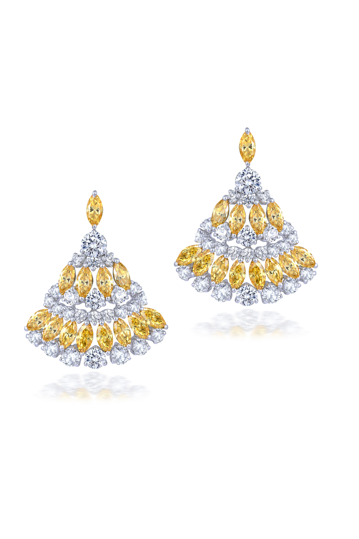 Coctail Earrings In White &amp; Yellow