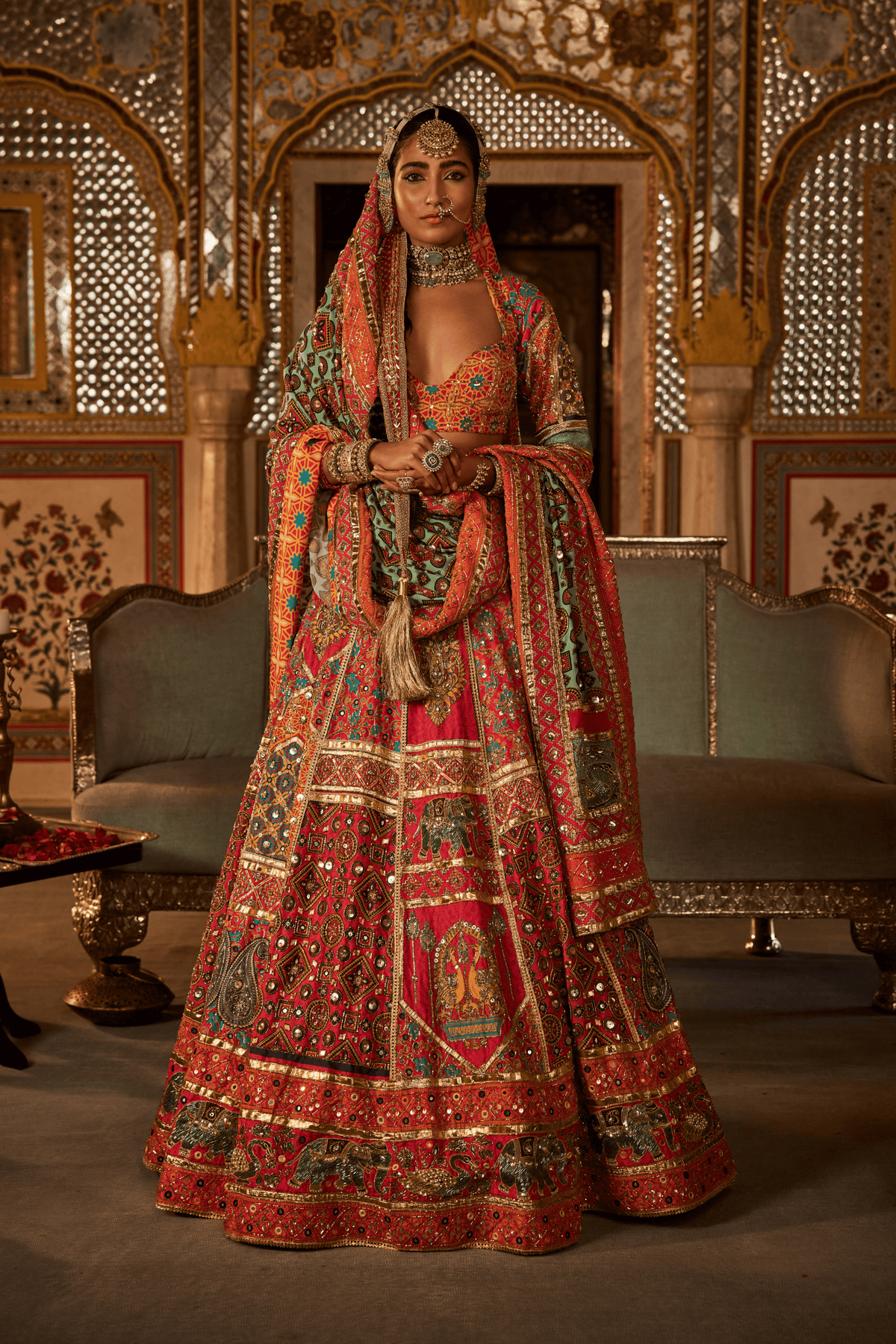 Xquisite Embroidery Multicolor Lehenga Set