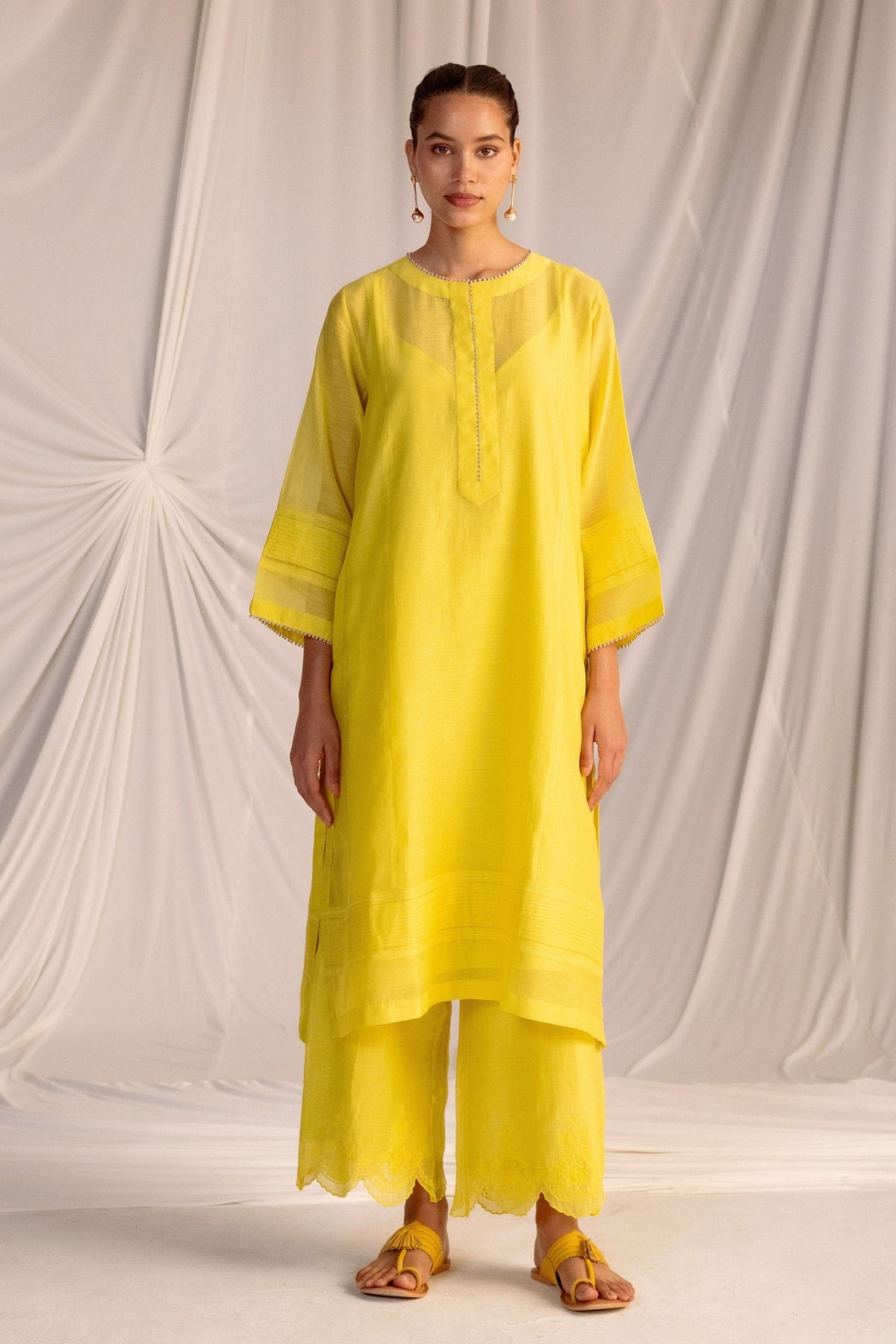 Lime Embroidered Tunic &amp; Trouser Set