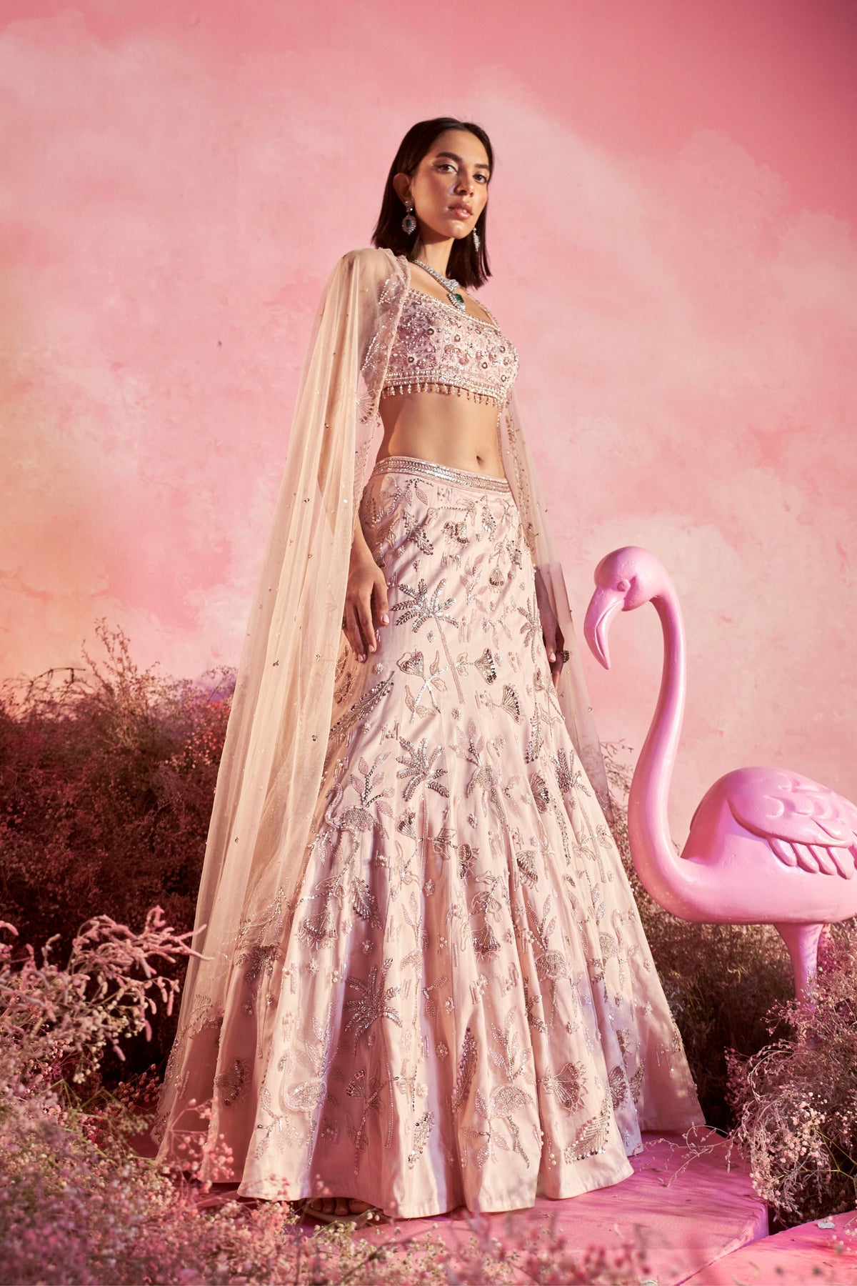 Flamingo Lehenga Set