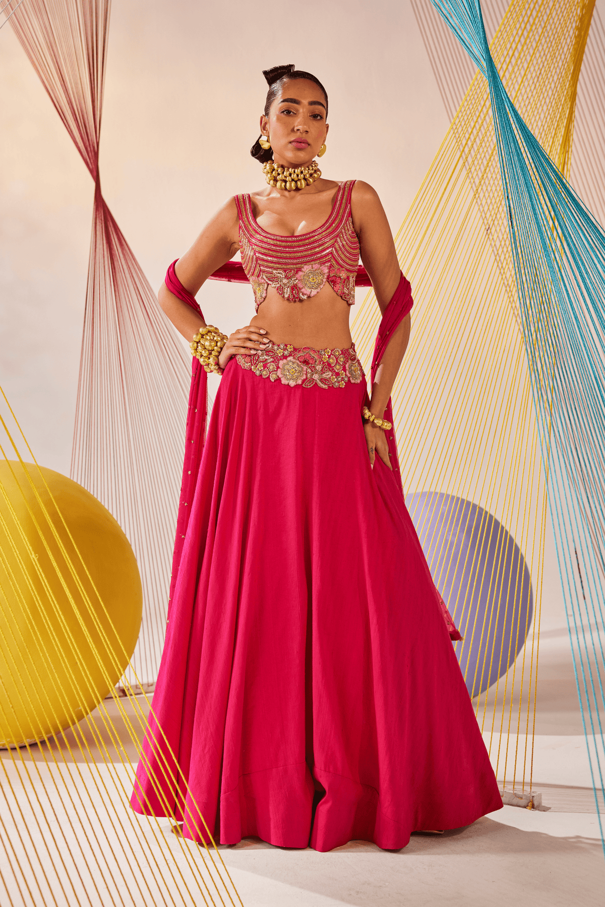 Magenta Pink Ekisha Lehenga Set