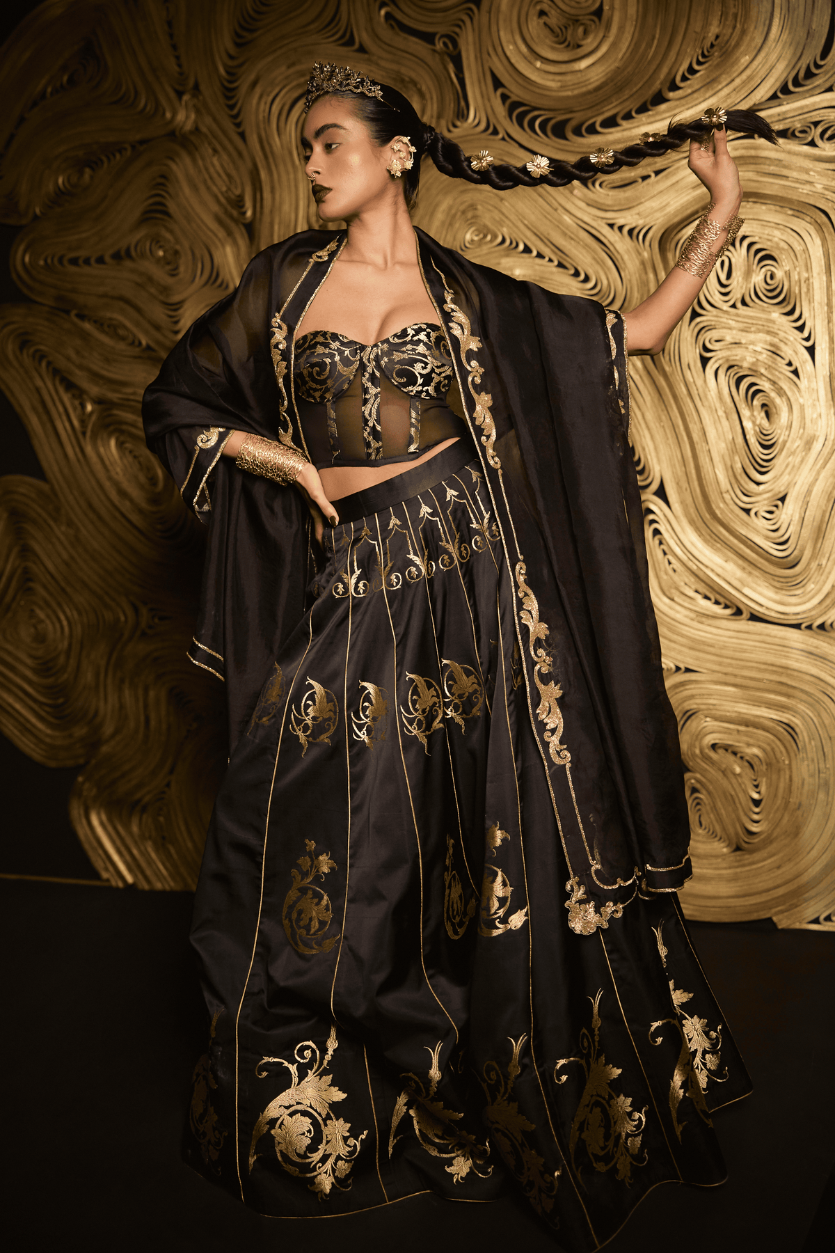 Vixen Lehenga in Black