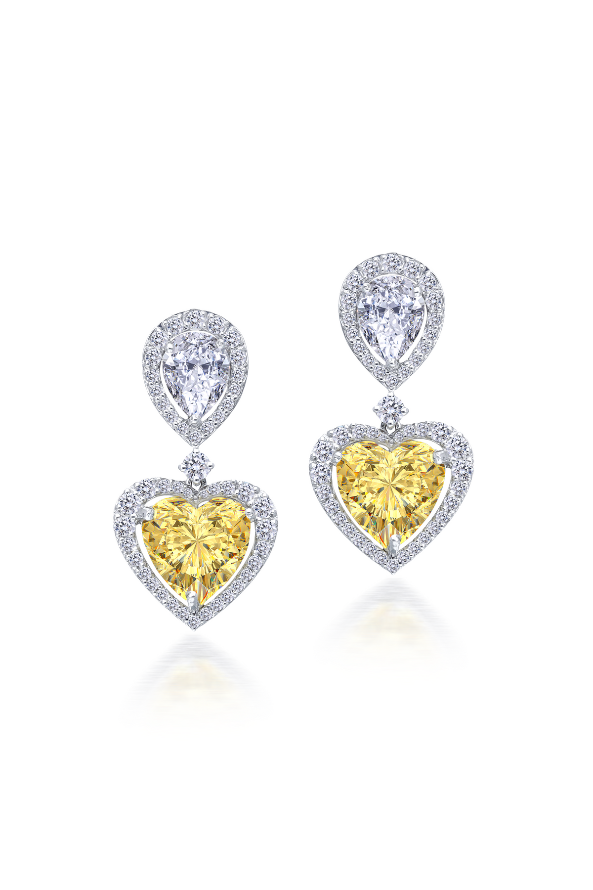 White &amp; Yellow Heart Shaped Earrings