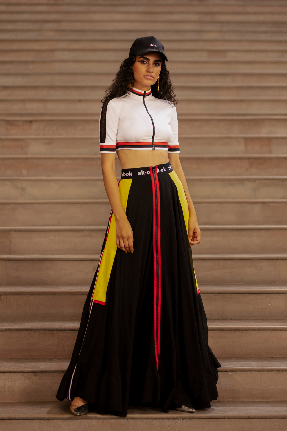 Lehenga Skirt And Top With Sporty Detail