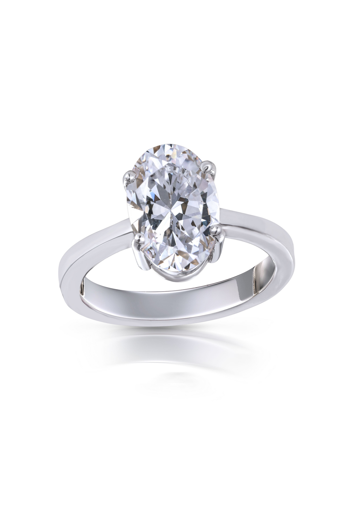 Solitaire Oval Shaped White Ring