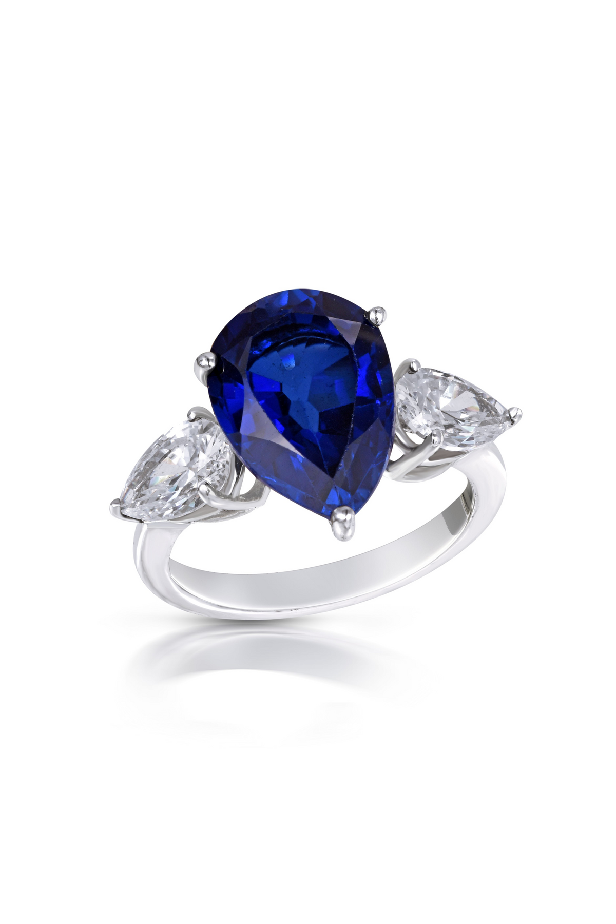 Classic White Pear Shaped Sapphire Ring