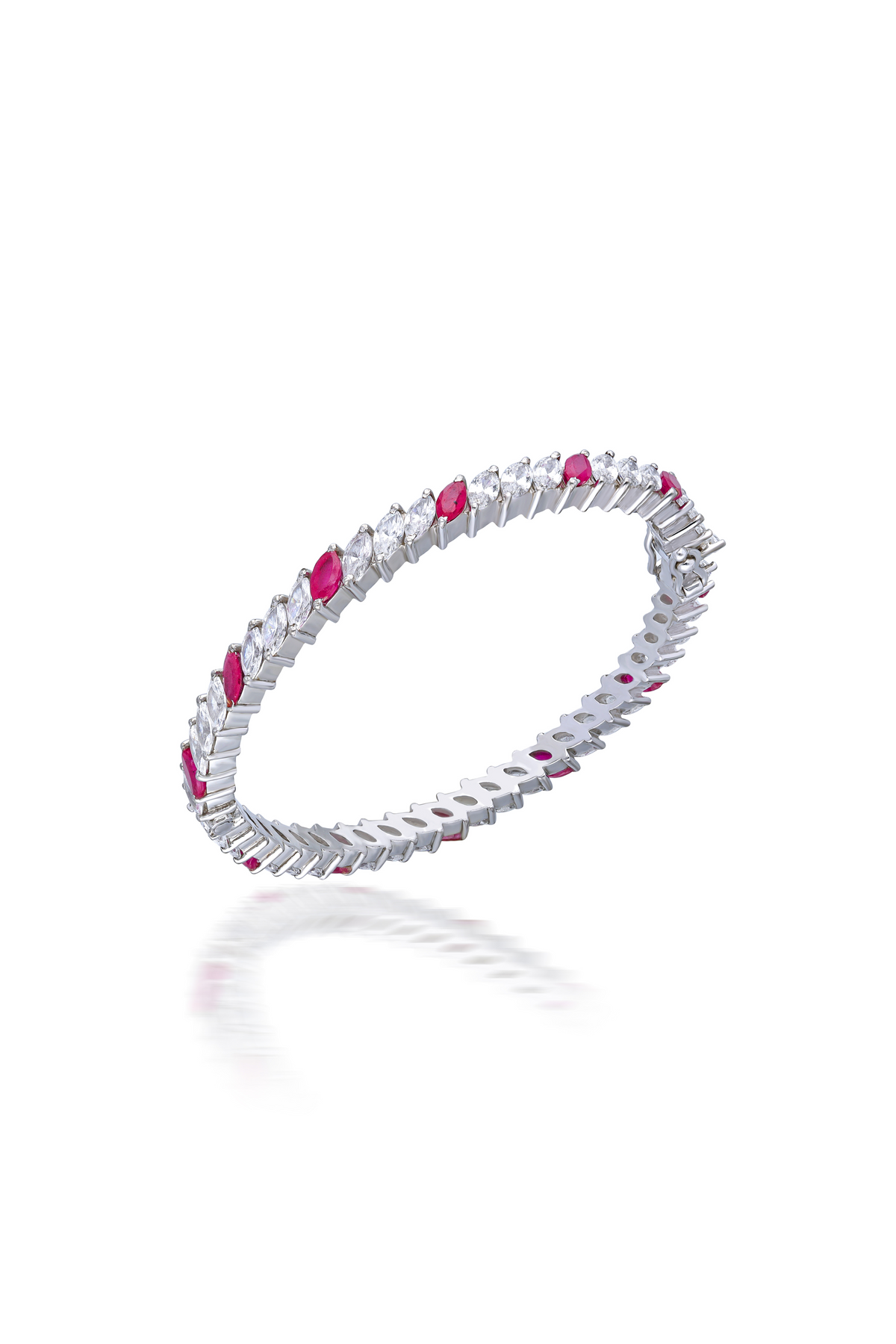 White Marquise Shaped Rubies Bangle