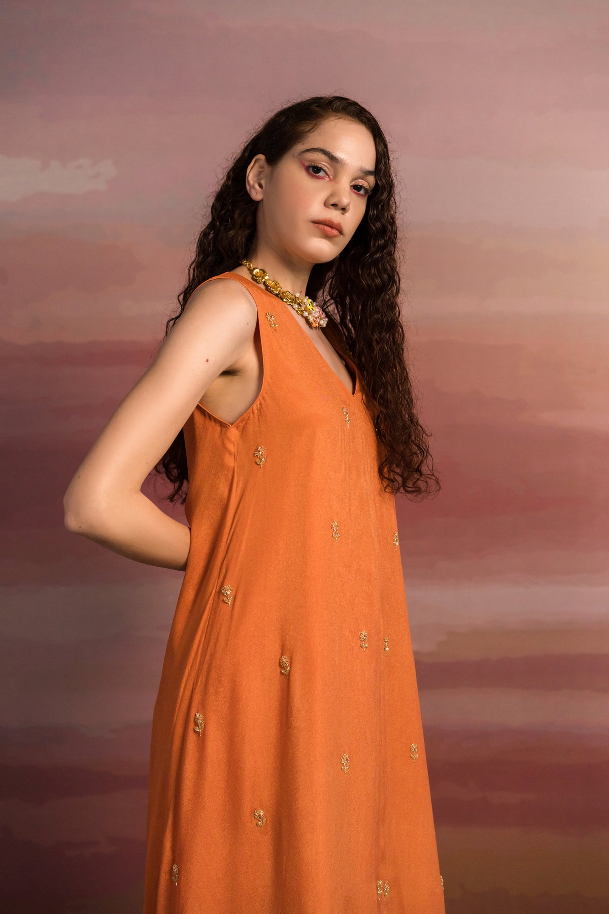 Embroidered Striped Kurta Set