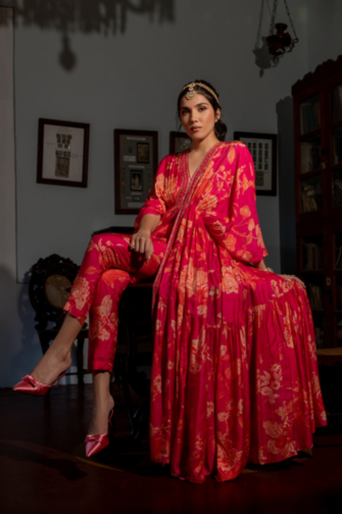 Flourishing Floral Jaal Kaftan Set