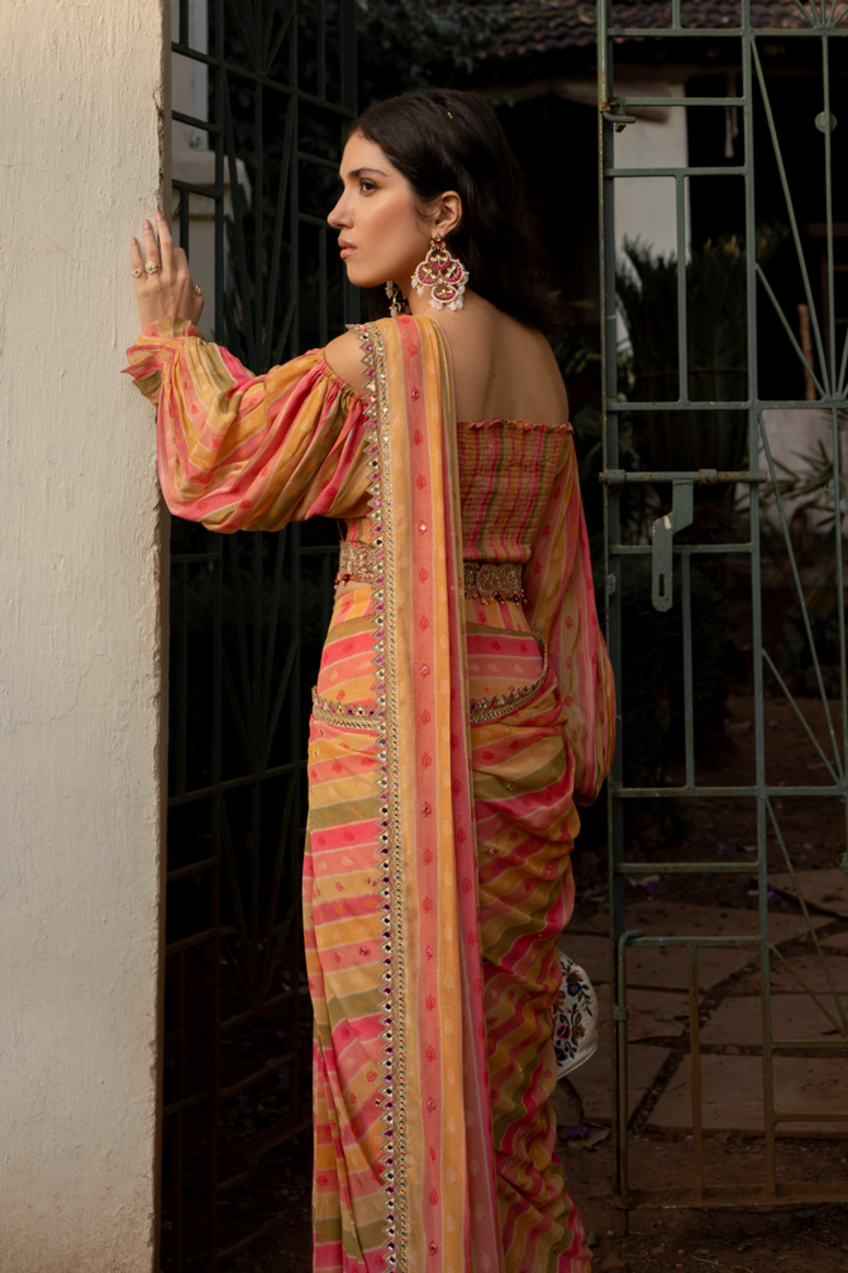 Vintage Stripe Saree Set