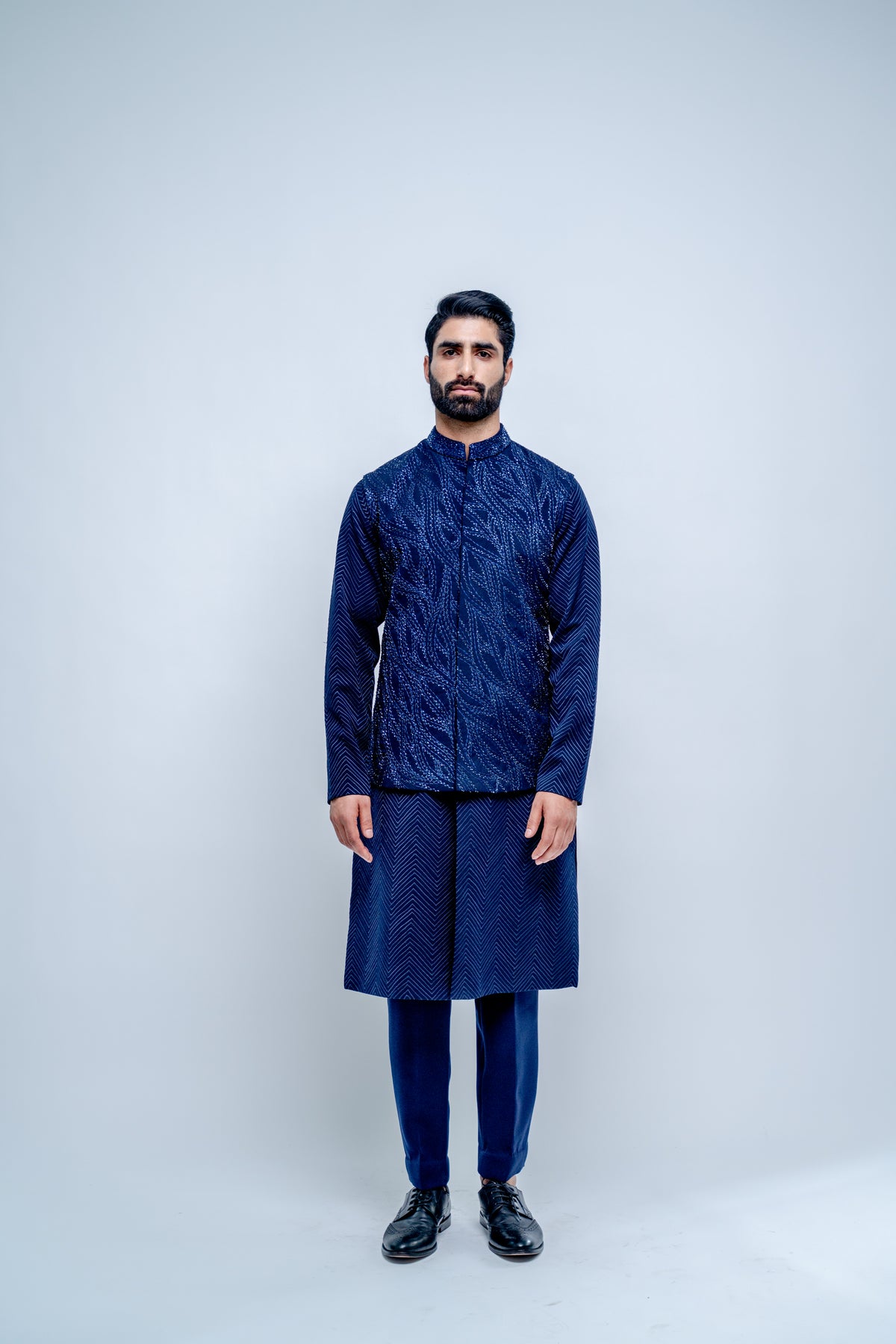 Sapphire blue nehru jacket set