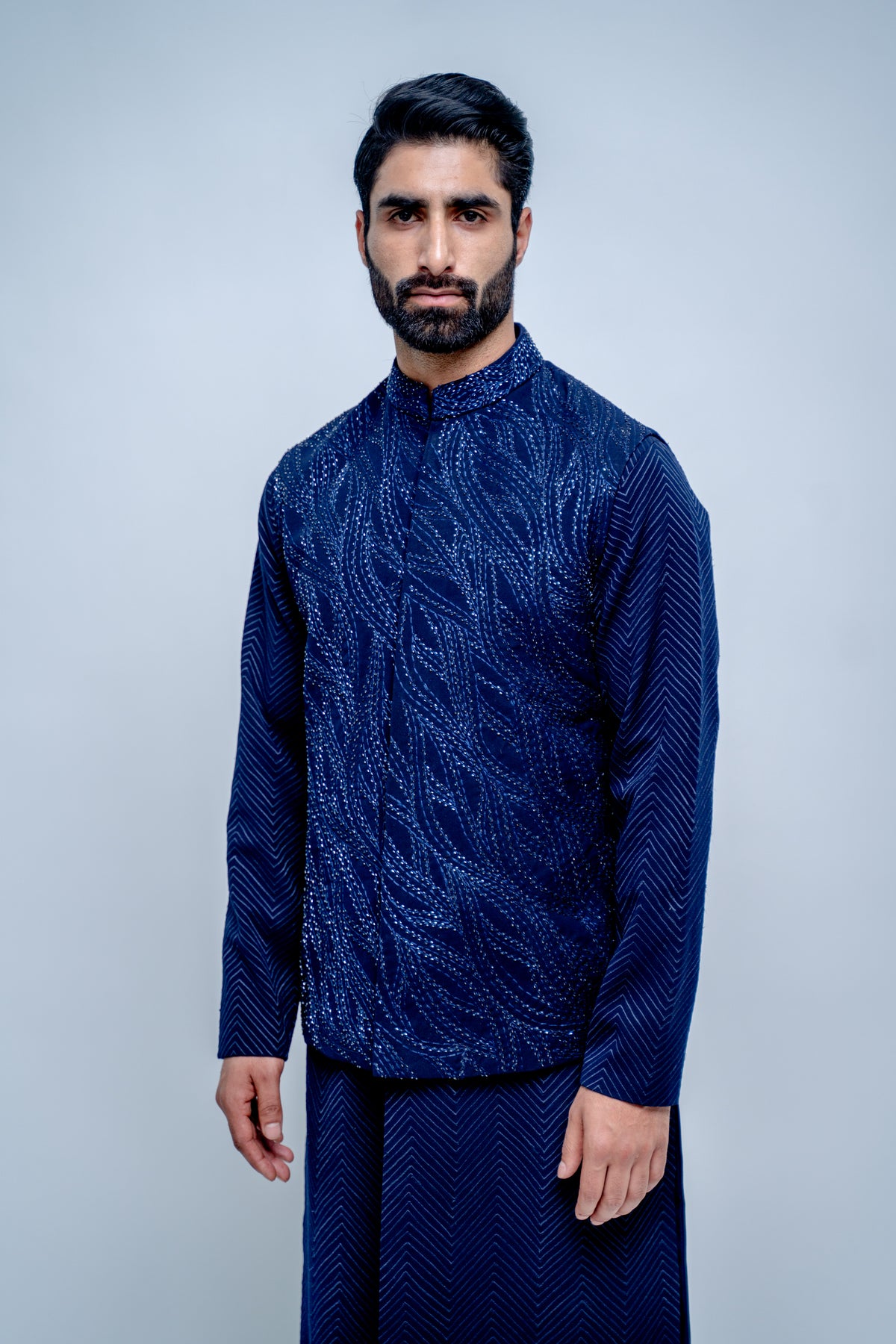 Sapphire blue nehru jacket set