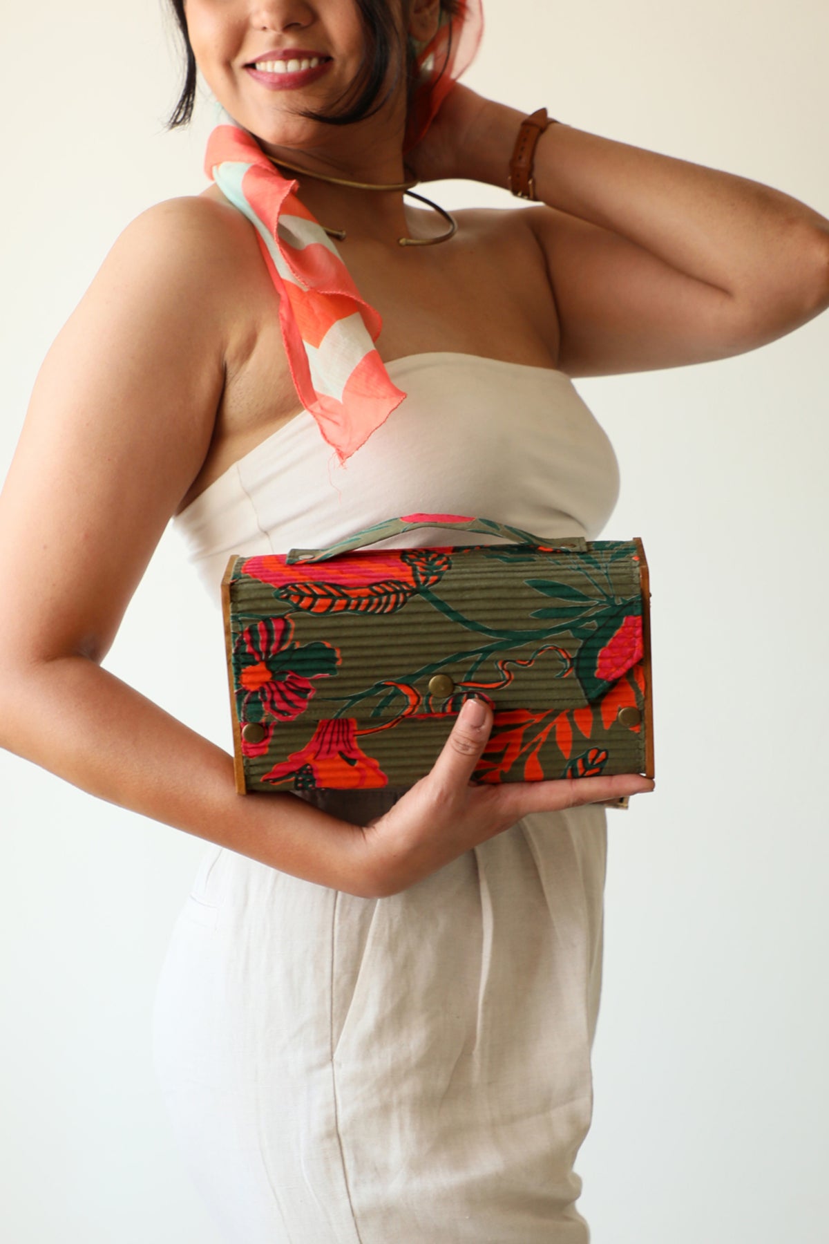 Garden Gala &amp; Solid Pink Box Clutch - Changeable Sleeve