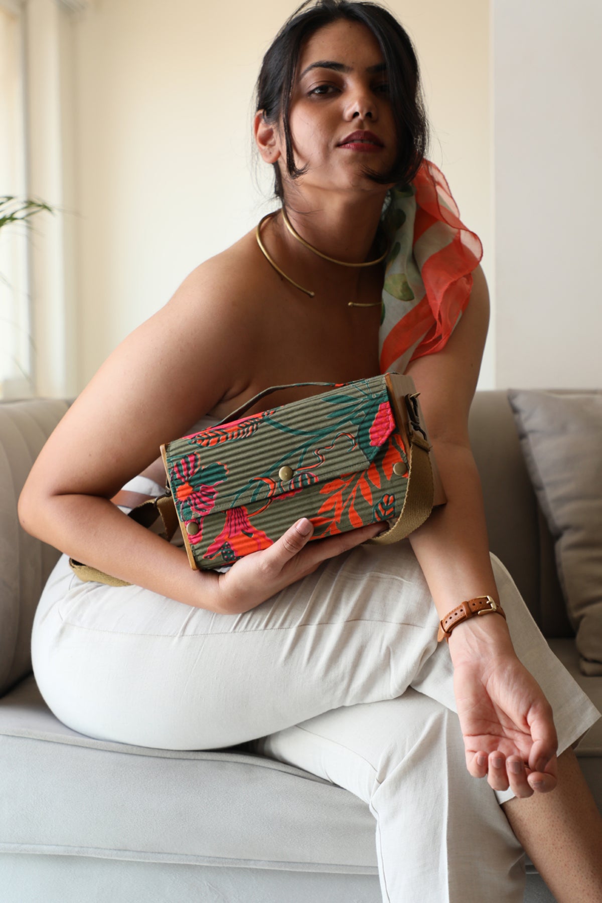 Garden Gala &amp; Solid Pink Box Clutch - Changeable Sleeve